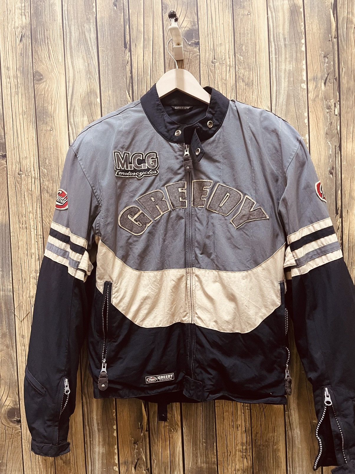 image of Greedy Racing Rider Jacket in Grey/Black, Men's (Size Medium)
