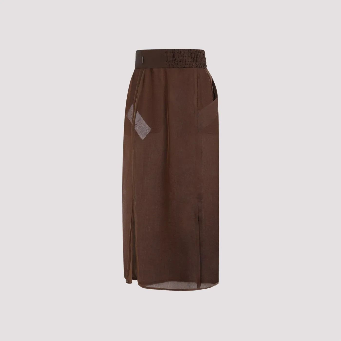 Saint Laurent Paris o1s1wg111024 Pencil Skirt in Silk Muslin in Brown Size 26" / US 2 / IT 38 - 3 Thumbnail