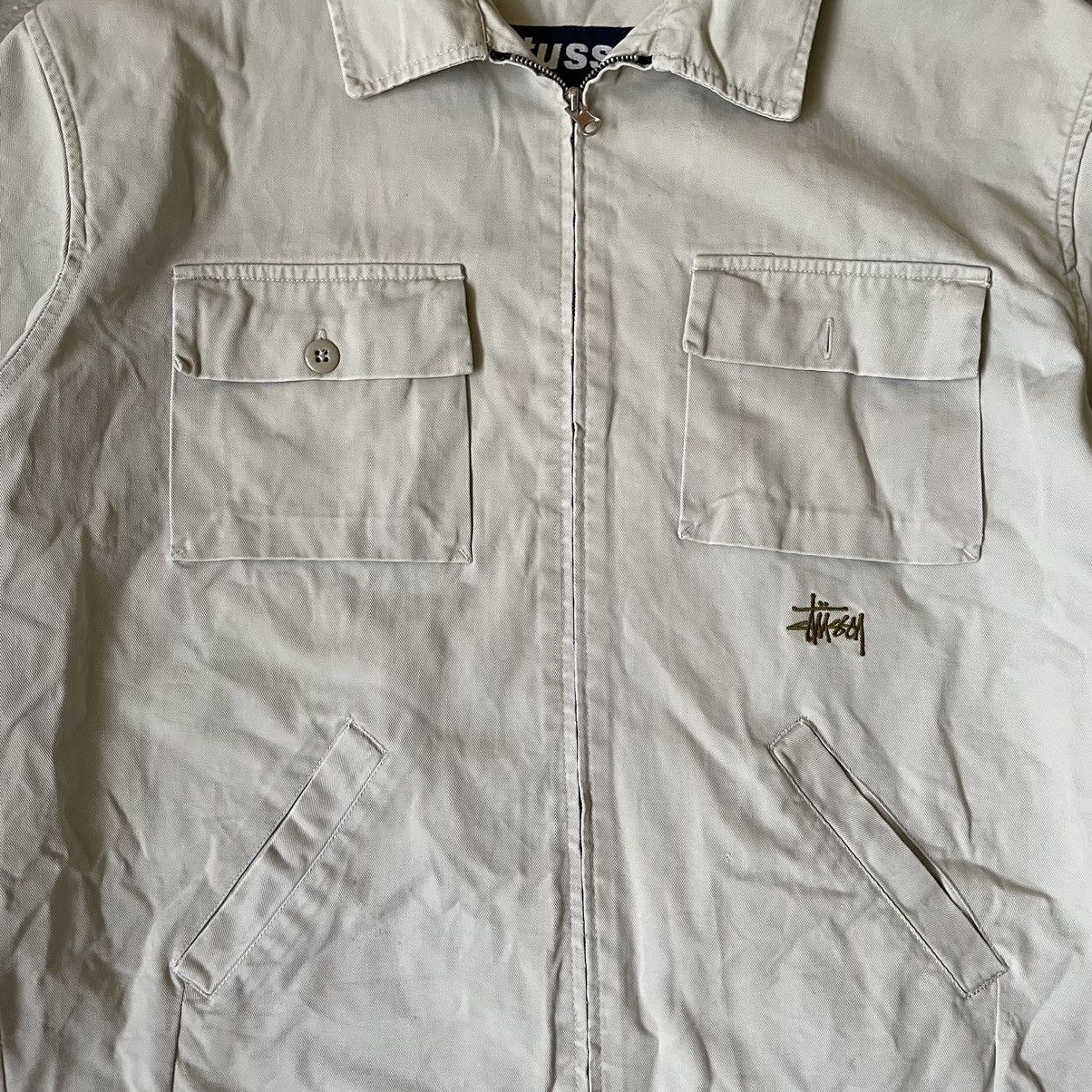 Stussy × Vintage Vintage 90s Stussy Zipper Worker Jacket Style Size US L / EU 52-54 / 3 - 3 Thumbnail