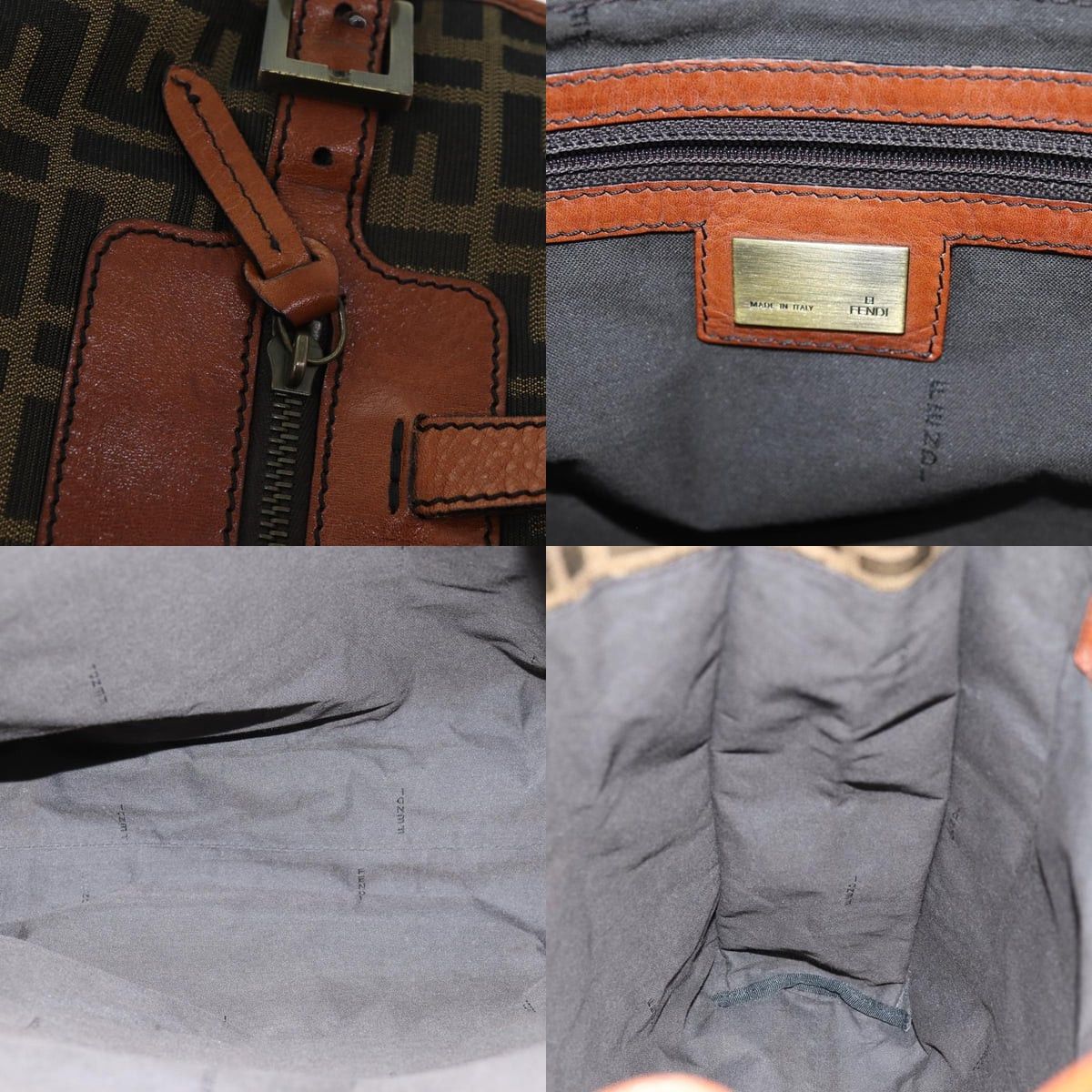 Fendi FENDI Zucca Canvas Tote Bag Brown Black Size ONE SIZE - 11 Thumbnail