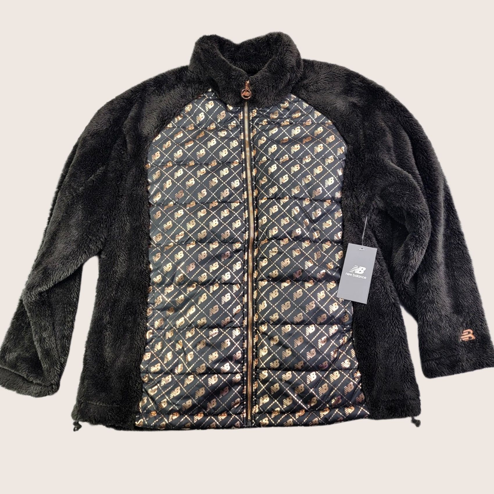 New Balance New Balance Jacket Womens 1X Black Faux Fur Fleece Quilted Logo Full Zip Size XL / US 12-14 / IT 48-50 - 1 Thumbnail