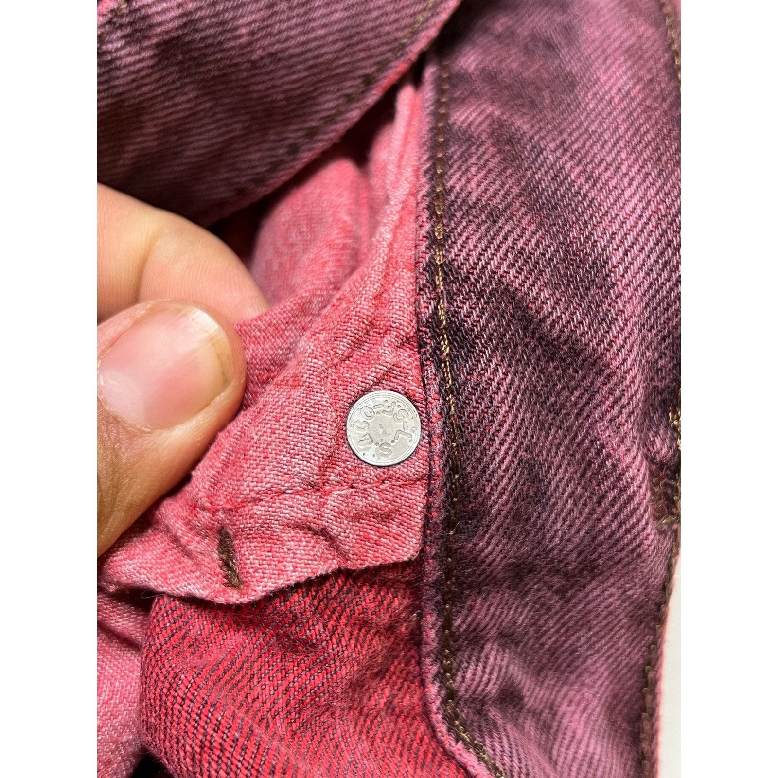 Levi's Vintage 80s Levi’s 501 Red Overdyed Jeans Distressed 38x30 Size US 38 / EU 54 - 14 Thumbnail