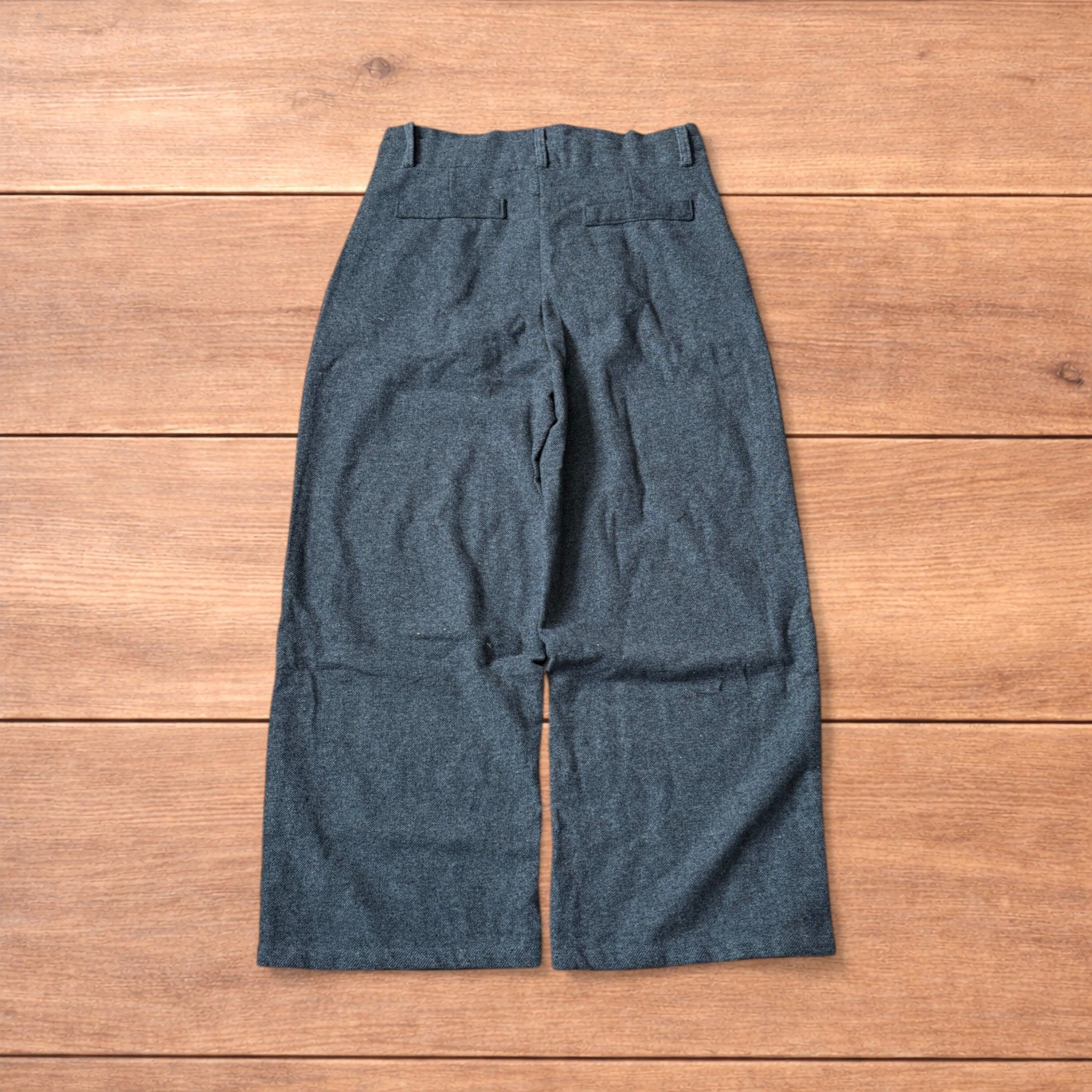Japanese Brand Vintage wool style baggy wide leg tailored trousers in grey. Size US 34 / EU 50 - 2 Thumbnail