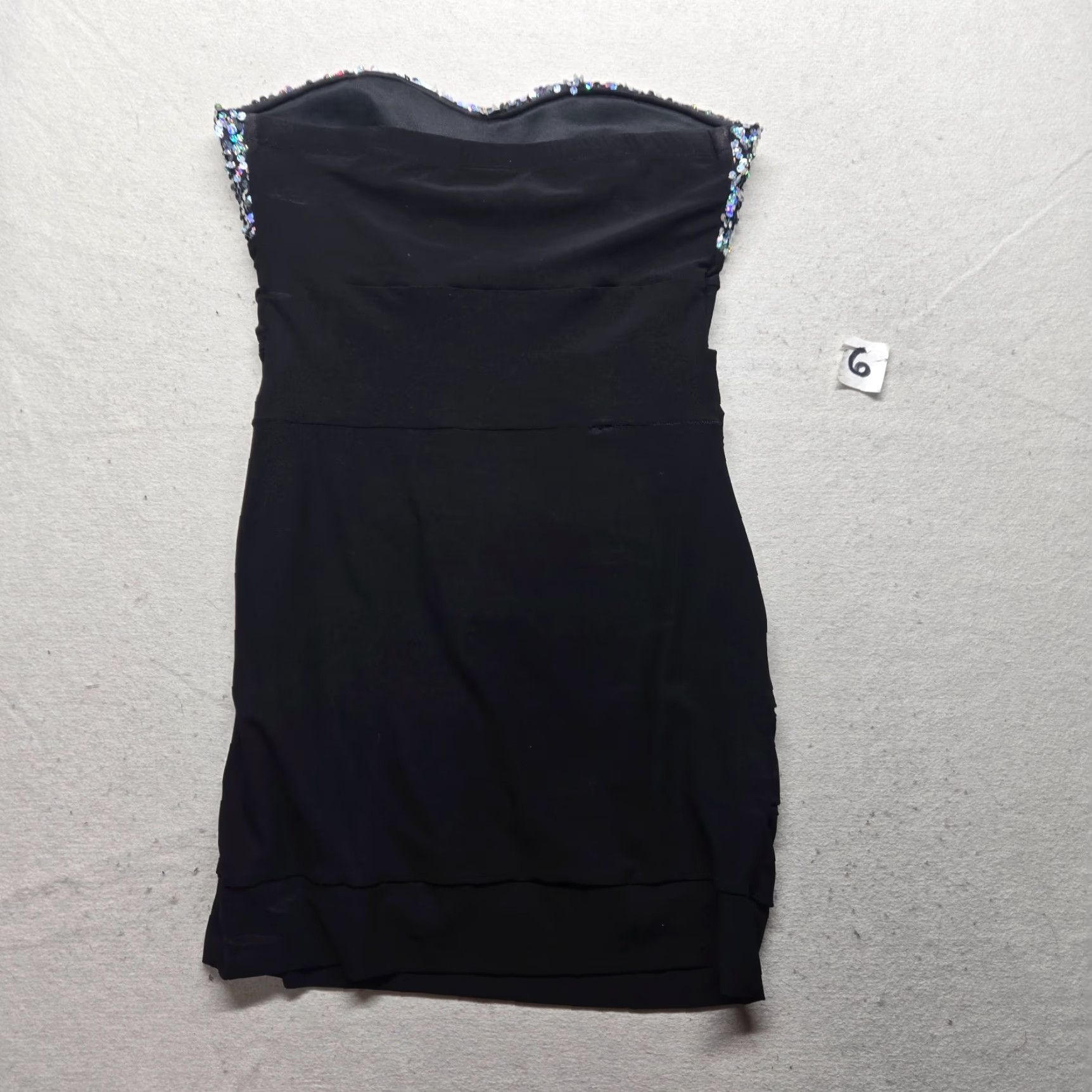 Vintage Deb Tank Dress VTG Y2K Deb Shiny Sequin Black Strapless XL Women's Party/Cocktail Dress Size XL / US 12-14 / IT 48-50 - 8 Thumbnail