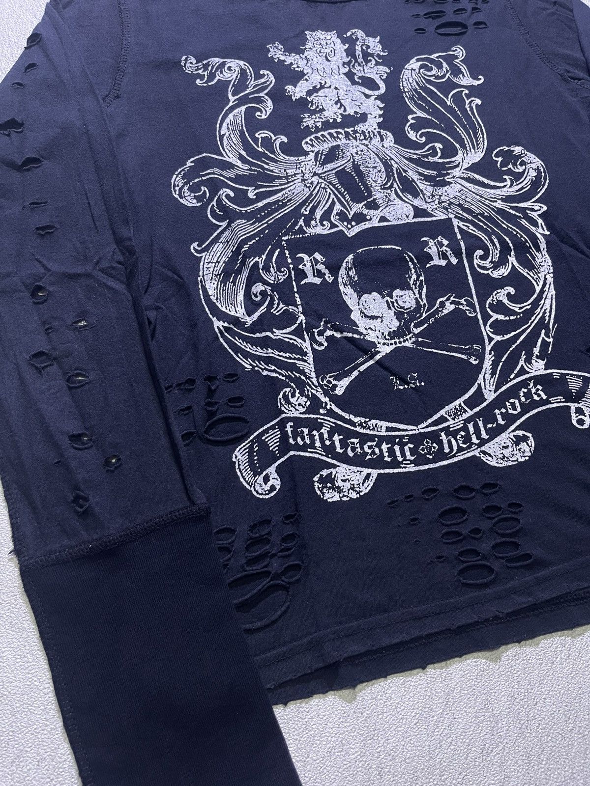 Japanese Brand Y2K SHAKE SHAKE long sleeve t-shirt with ripped pattern Size S / US 4 / IT 40 - 4 Thumbnail