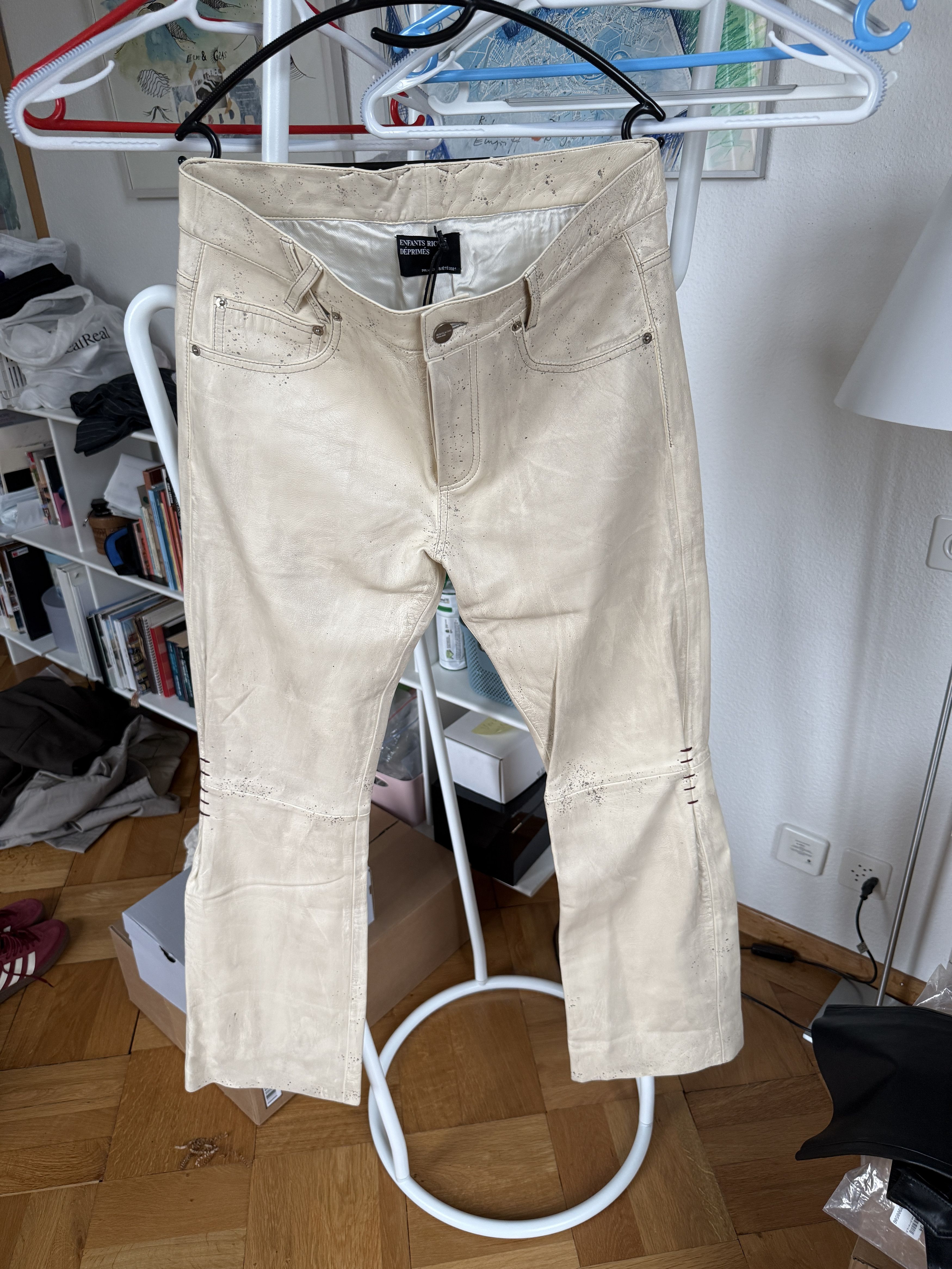 Enfants Riches Deprimes White Lamb Leather Flared Pants Size US 32 / EU 48 - 1 Thumbnail