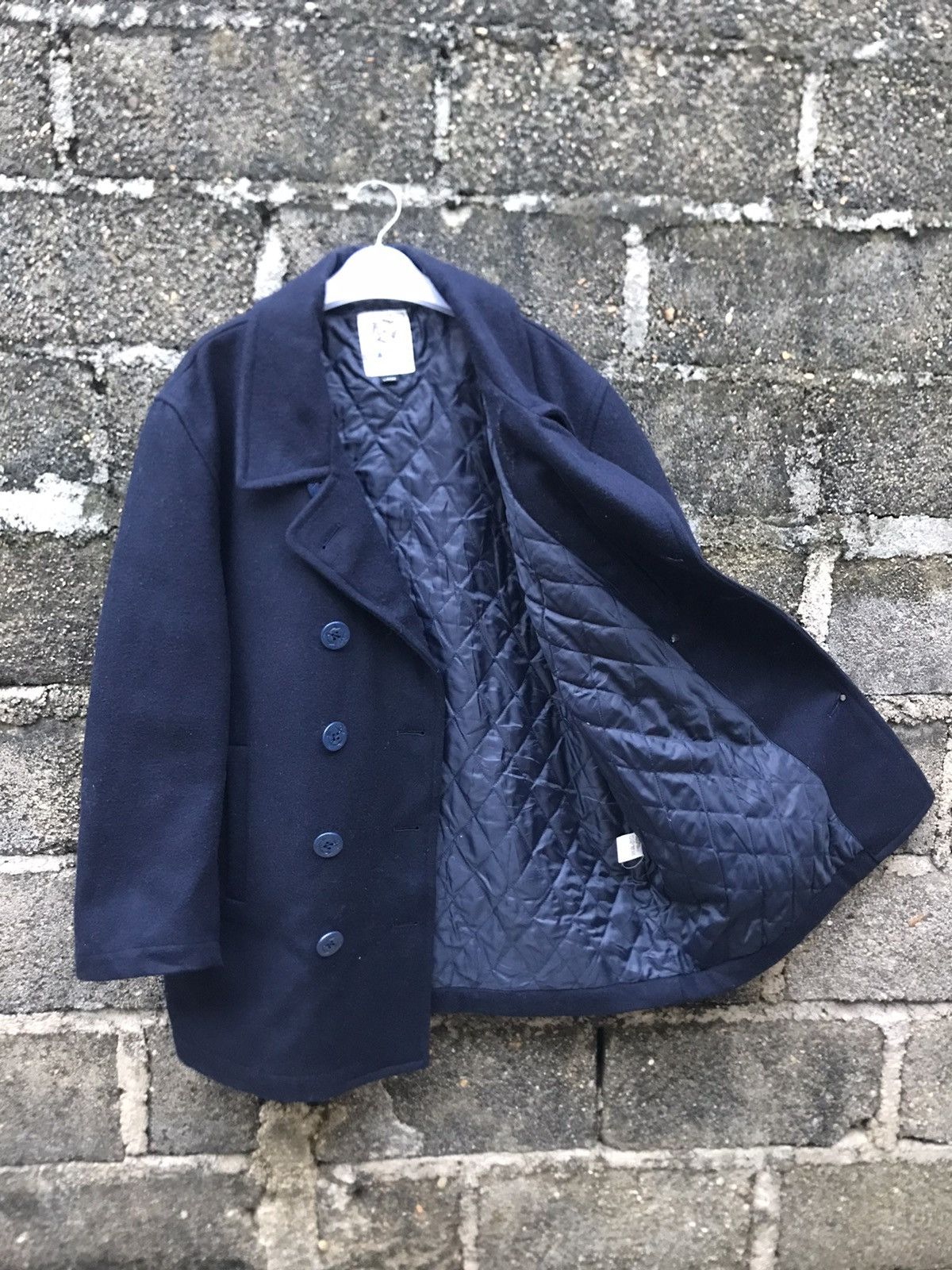 Japanese Brand × Vintage ⚡️Vintage Sea Scape Wool Double Breast Peacoat Size US L / EU 52-54 / 3 - 8 Thumbnail