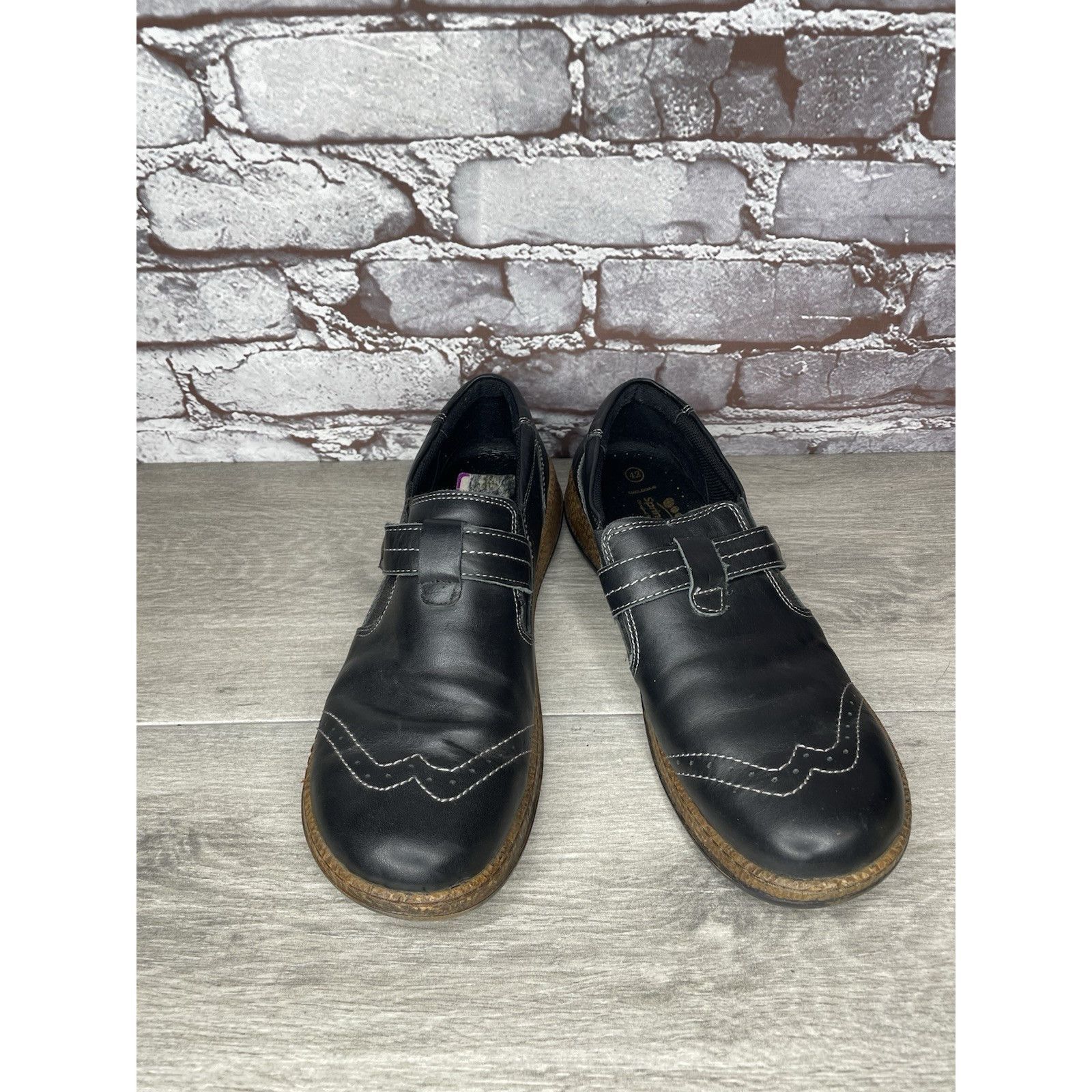 Spring Court Spring Step Black Leather Wingtip Button Strap Clogs Shoes W Size US 11 / IT 41 - 12 Thumbnail