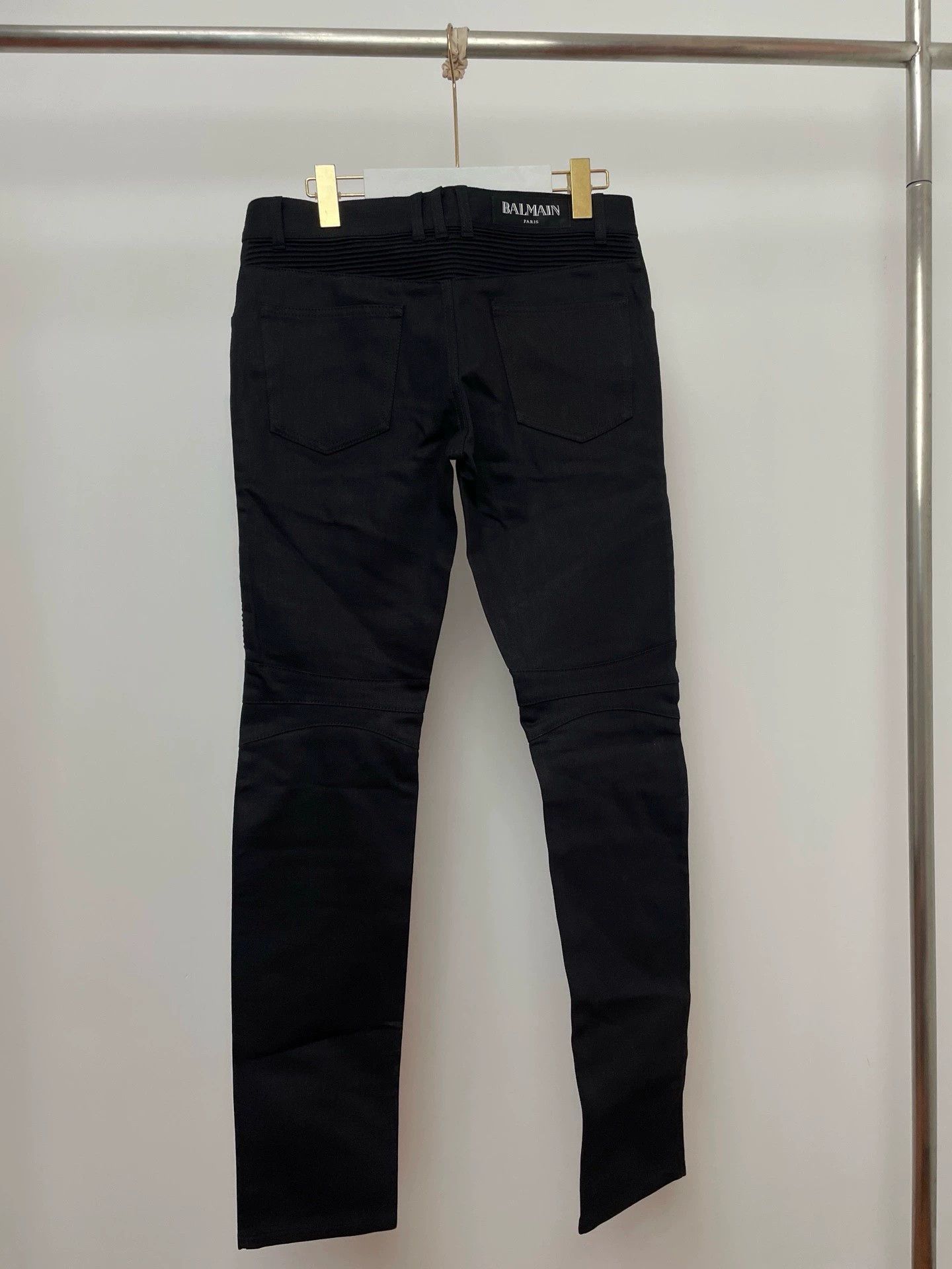 Balmain Balmain Leather-Paneled Slim Moto Jeans Size 30 NWT Size US 30 / EU 46 - 2 Thumbnail
