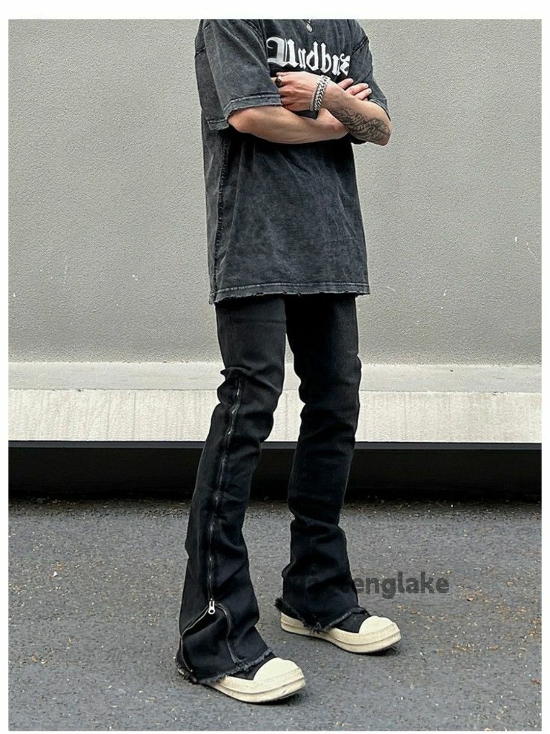 Jean × Vintage zipper washed faded damaged punk flared jeans Size US 30 / EU 46 - 5 Thumbnail