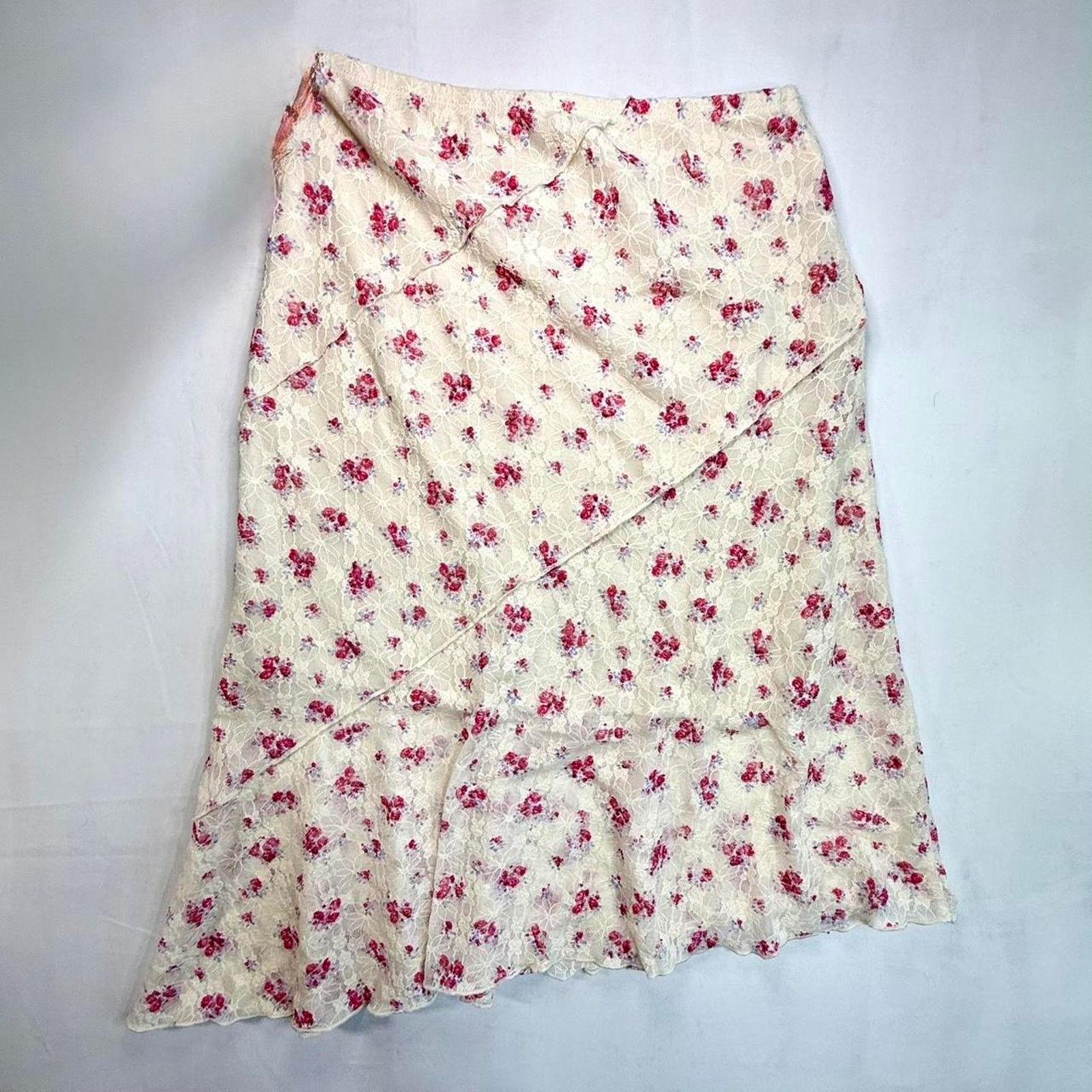 & Other Stories NWT Target Cream and pink floral midi skirt with lace detail Size 36" / US 14 / IT 50 - 1 Thumbnail