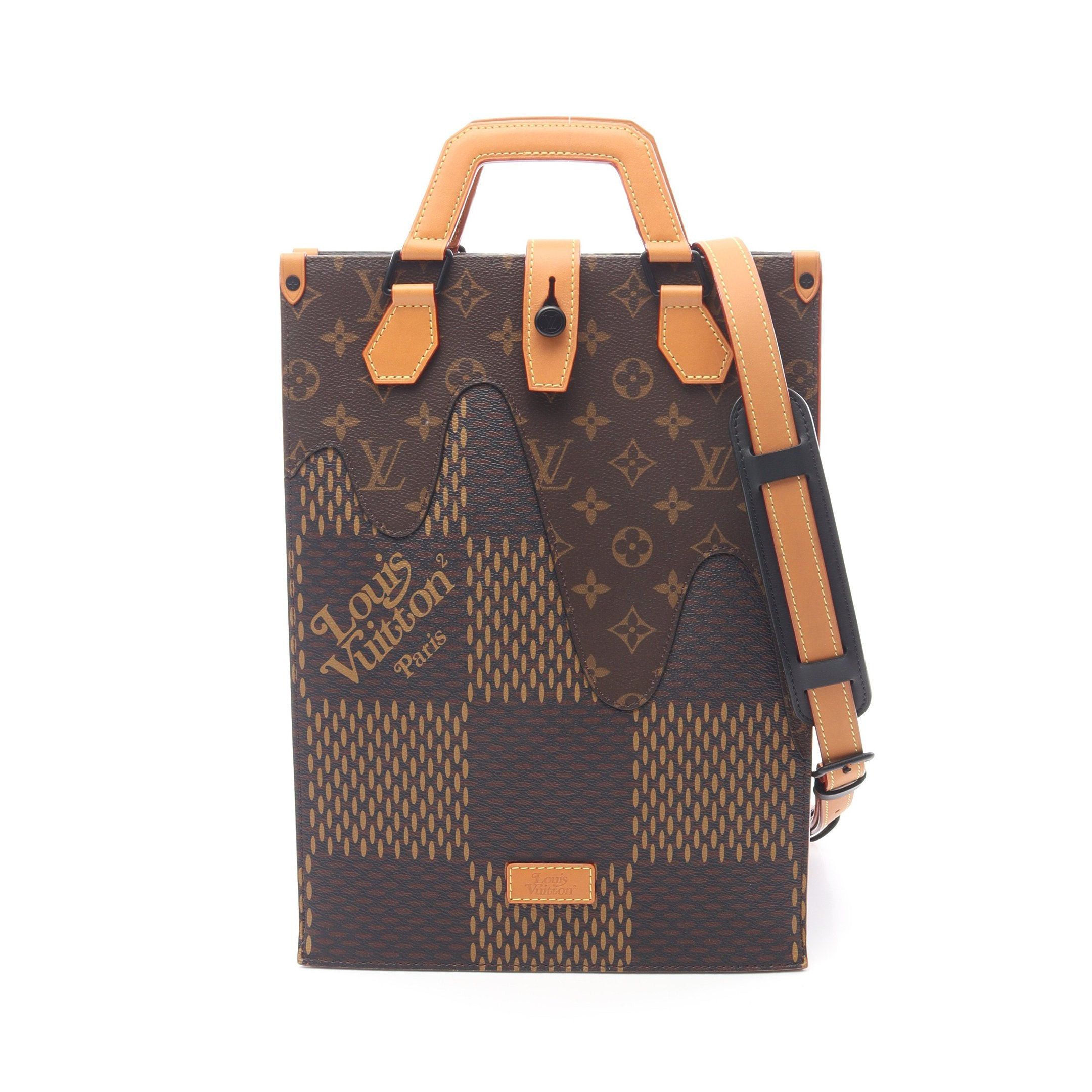 Louis Vuitton Louis Vuitton Louis Vuitton * Nigo Mini Tote Lv Squared Damier Ebene Giant Monogram Handbag Bag Leather Brown Size ONE SIZE - 1 Thumbnail