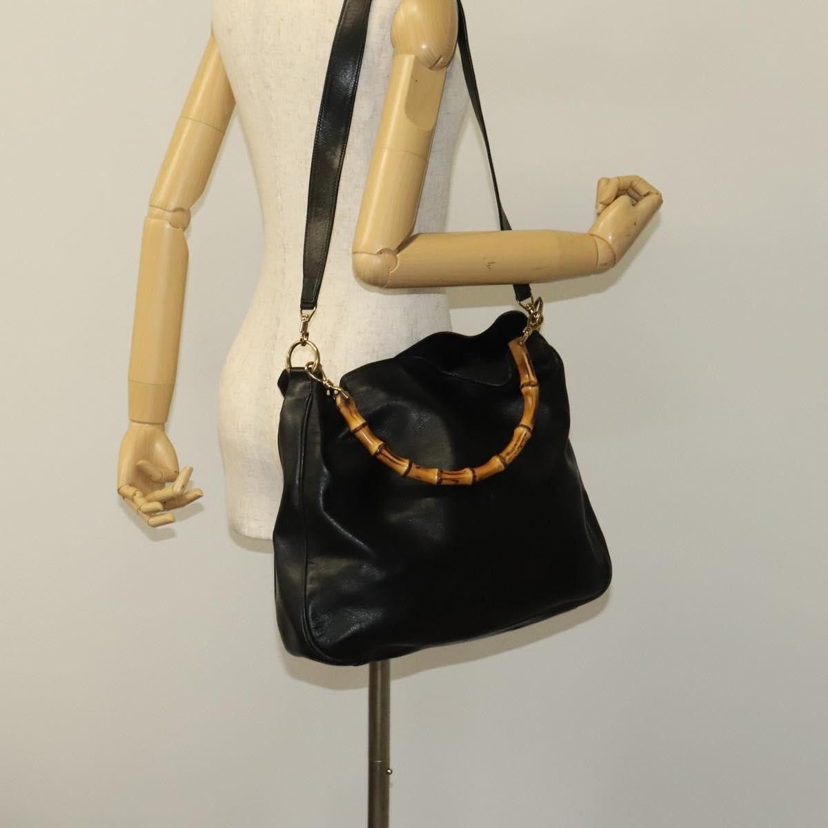 Gucci GUCCI Bamboo Hand Bag Leather Black Gold 001 2058 1577 0 Size ONE SIZE - 21 Thumbnail