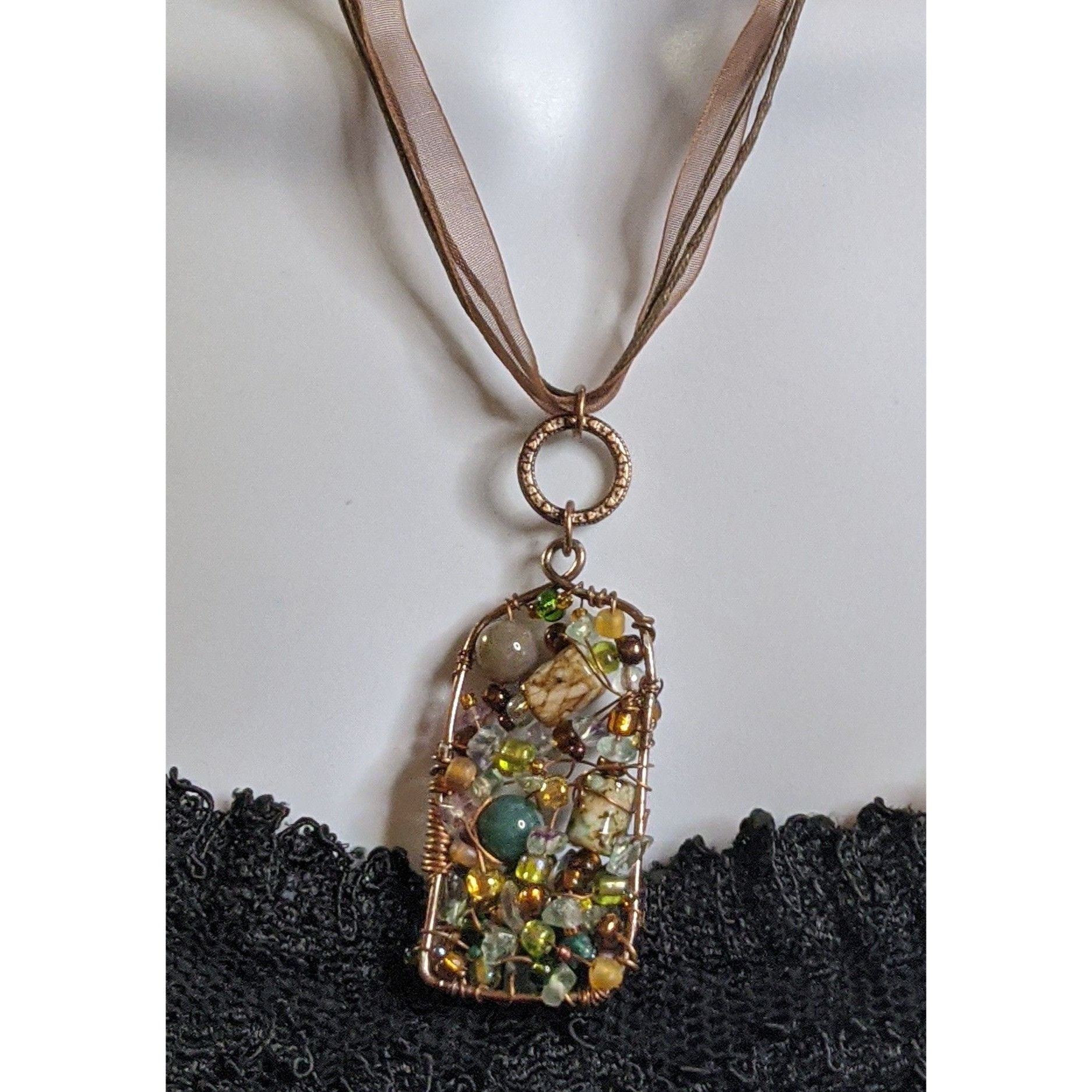 Handmade Handmade Abstract Beaded Pendant Necklace With Multicolor Be Size ONE SIZE - 4 Thumbnail