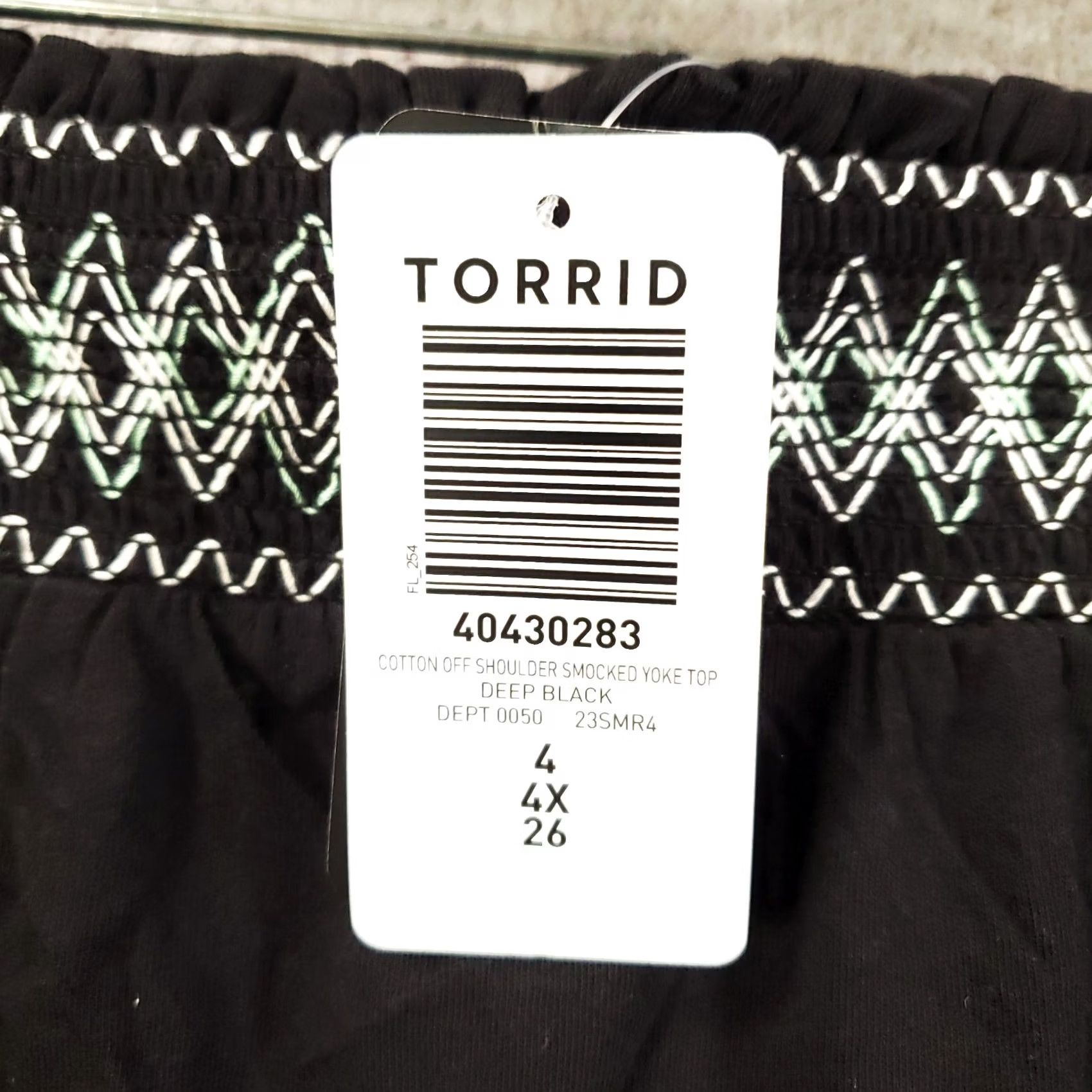 Torrid VINTAGE:false Torrid Blouse Shirt Off the Shoulder Embroidered 4X Black 4X Womens Torrid NWT SMocked? Size XXL / US 16-18 / IT 52-54 - 6 Thumbnail