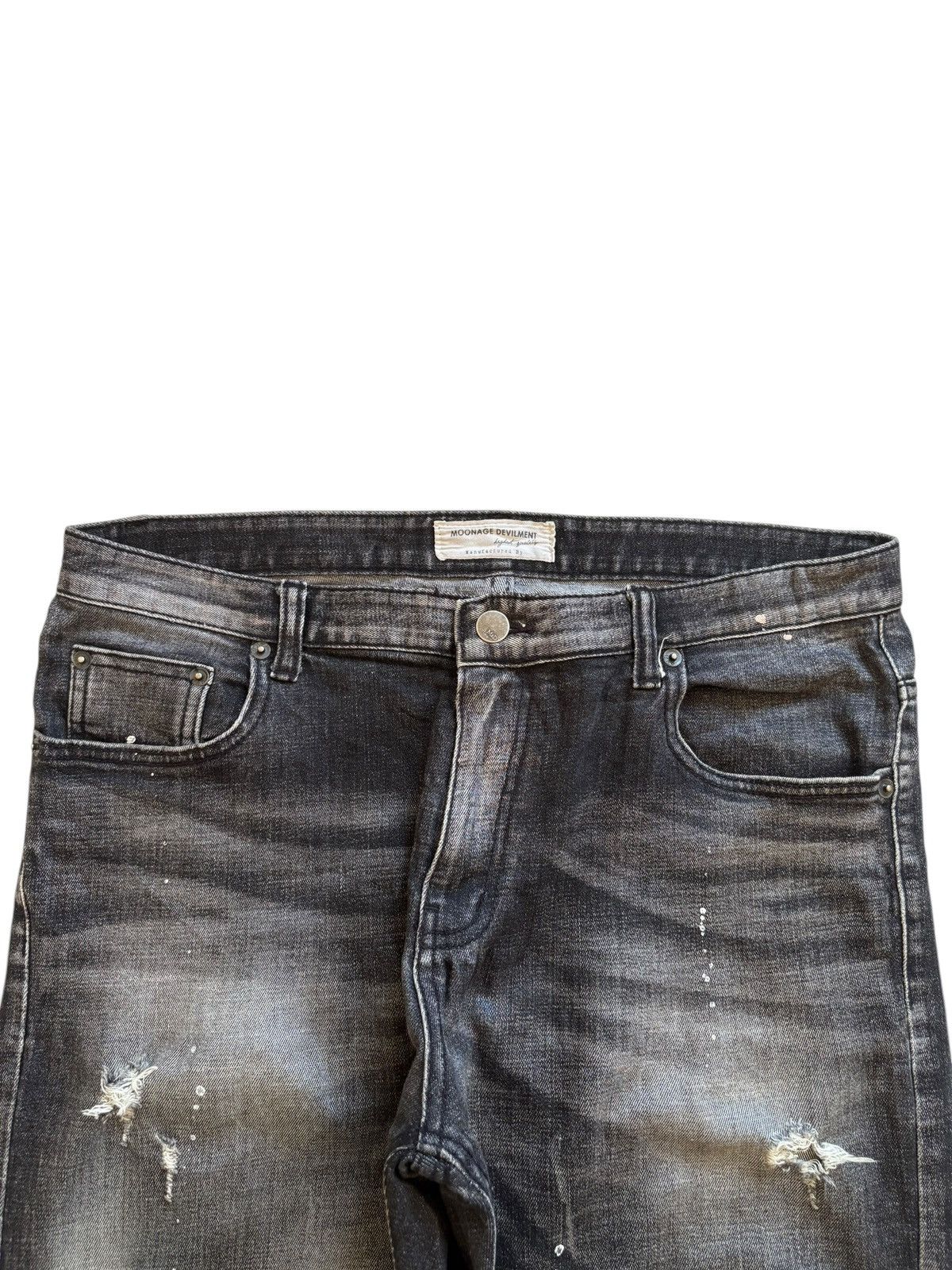 Japanese Brand Vintage Japanese Brand Paint Faded Wash Ripped Slim Jeans Size US 33 - 4 Thumbnail