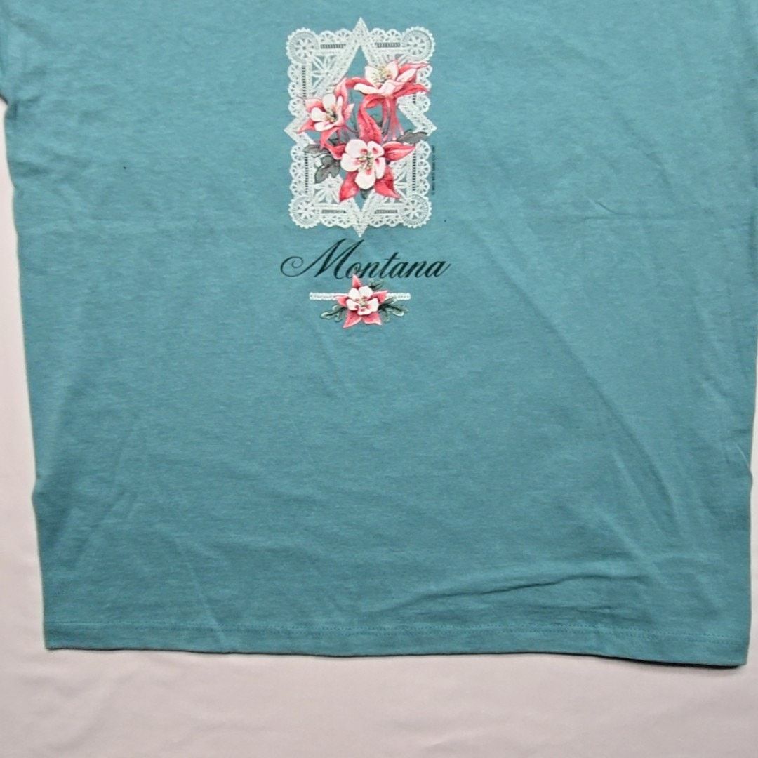 Vintage Vintage Montana Turquoise Tee Flower Blue Boat Neck L Shirt Size L / US 10 / IT 46 - 3 Thumbnail
