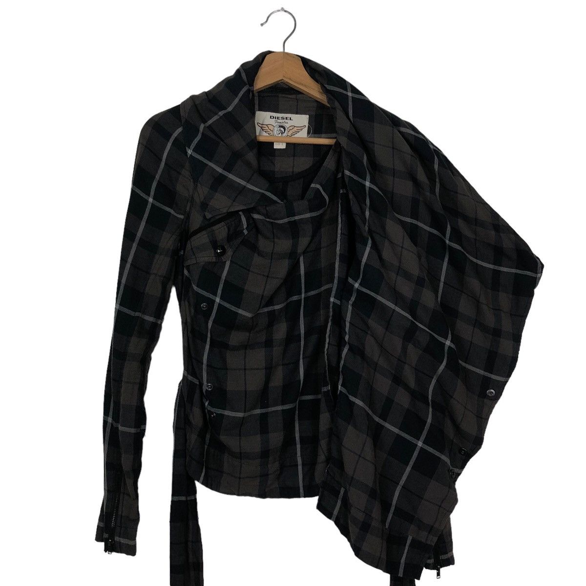 Japanese Brand 🔥90’s Bondage Parachute Biker Jacket Diesel Femme Tartan Size S / US 4 / IT 40 - 8 Thumbnail