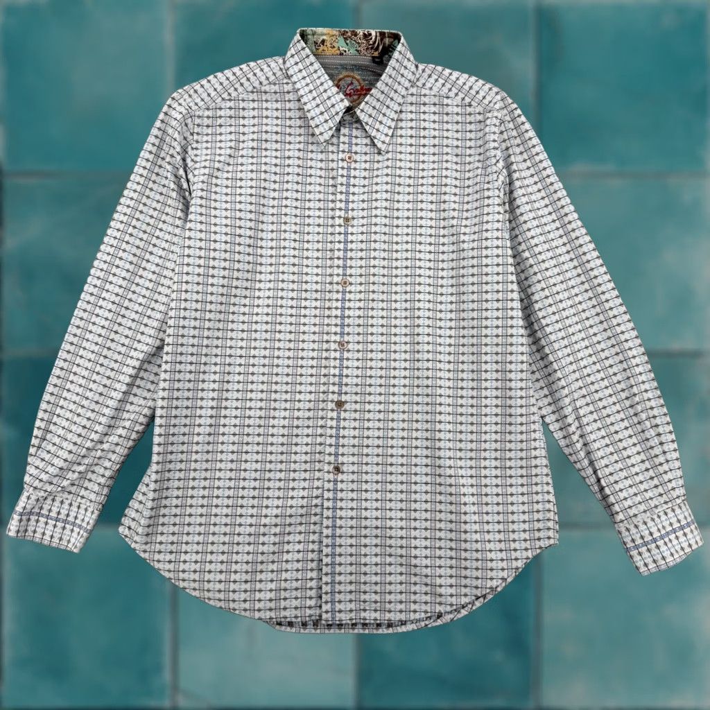 Robert Graham Robert Graham Mens Geometric Diamond Print Button Down Silk Trim Shirt L Size US L / EU 52-54 / 3 - 1 Thumbnail