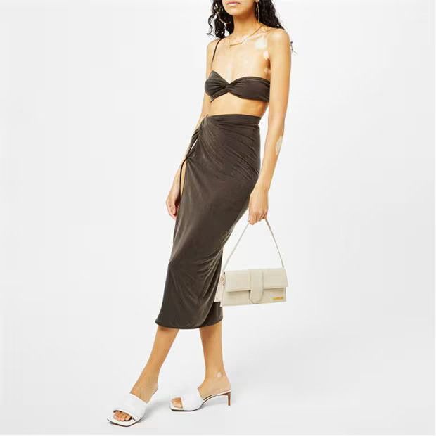 Jacquemus o1g2r1mq1024 Midi Skirt in Brown Size 30" / US 8 / IT 44 - 6 Thumbnail