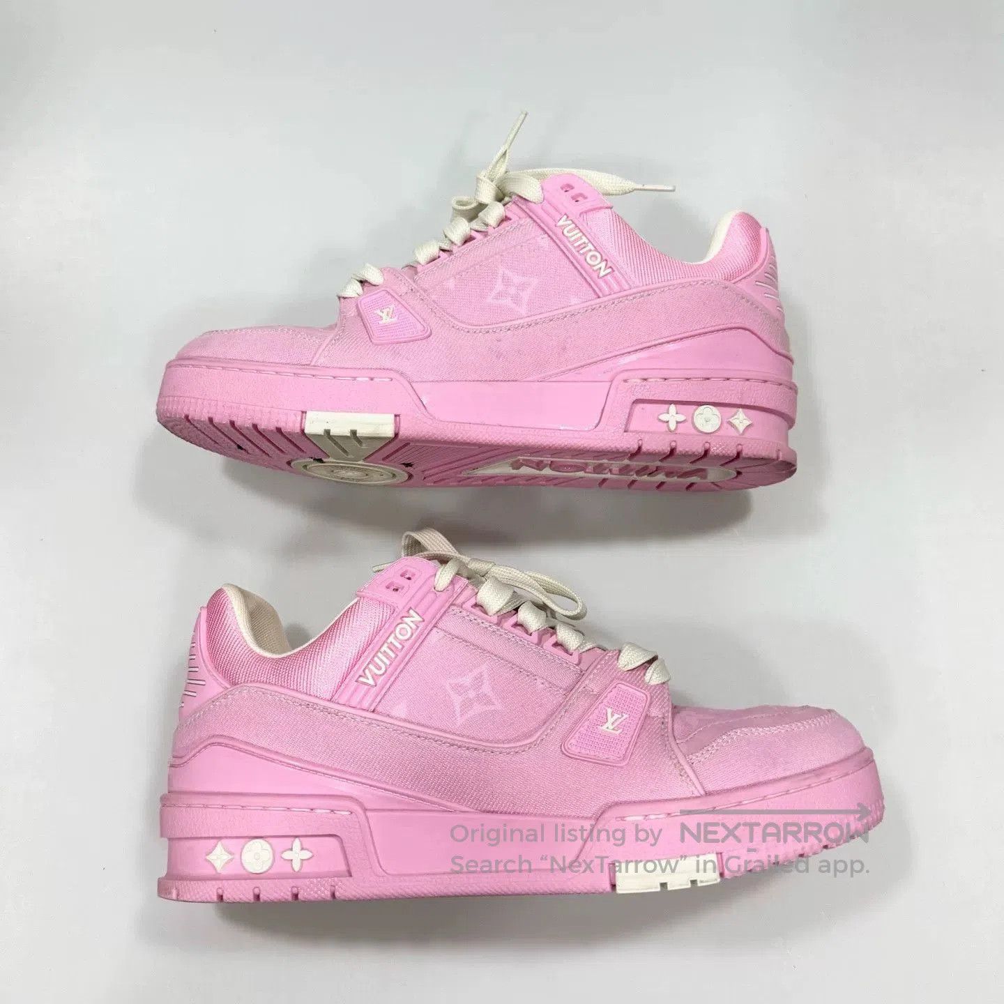 Louis Vuitton LV Trainer Pink Denim Sneakers. Size US 6.5 / IT 36.5 - 4 Thumbnail