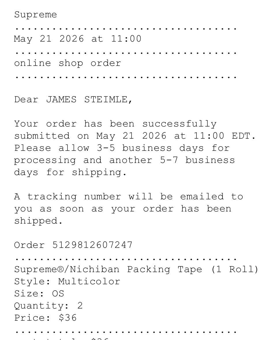 Supreme Supreme last supper packaging tape Size ONE SIZE - 5 Thumbnail