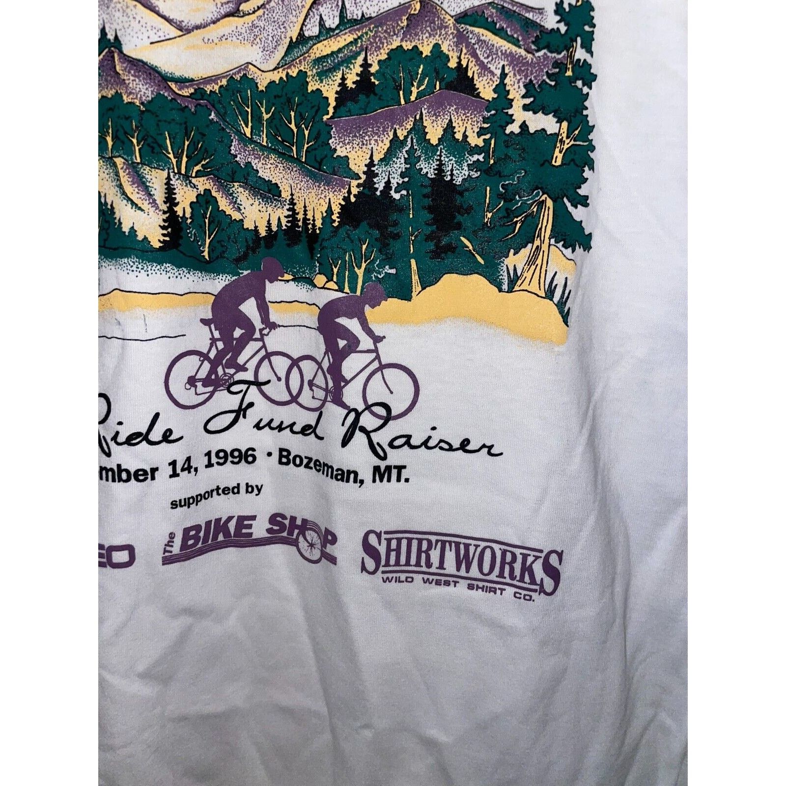 Jerzees Vintage Montana Shirt Gallatin Bike Ride White M Tee Size US M / EU 48-50 / 2 - 6 Thumbnail