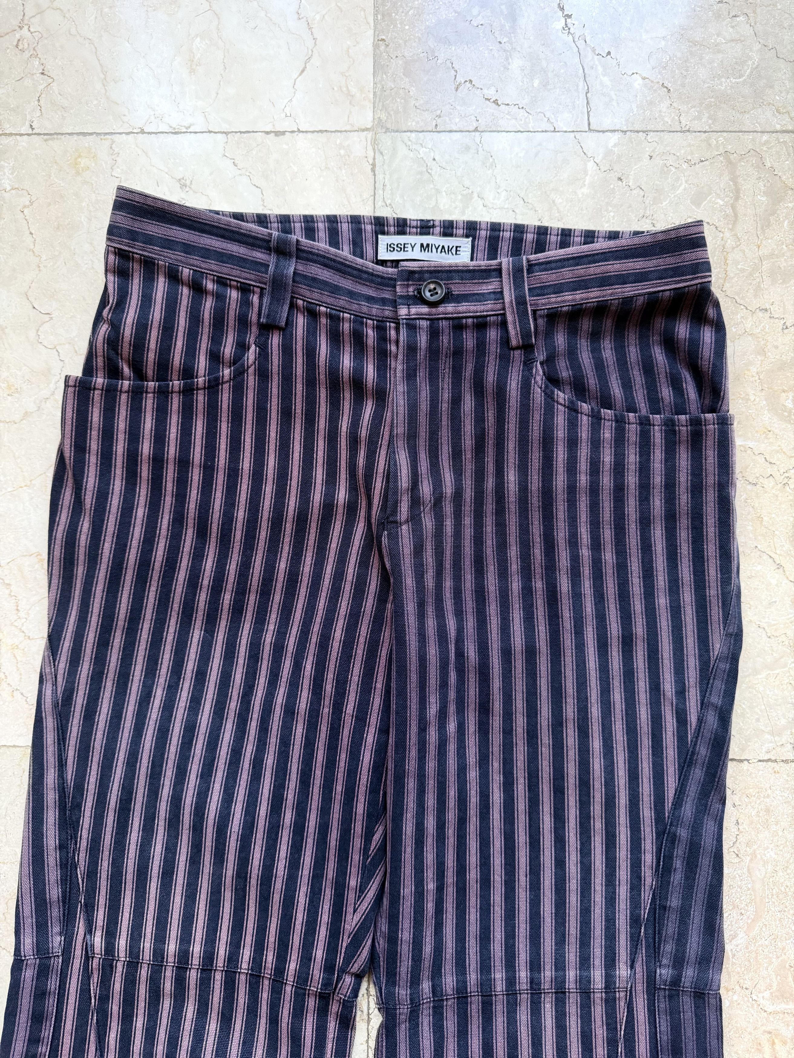 Issey Miyake Issey Miyake Striped Trousers Two Tone Panel Pants Japan Size 29" - 3 Thumbnail