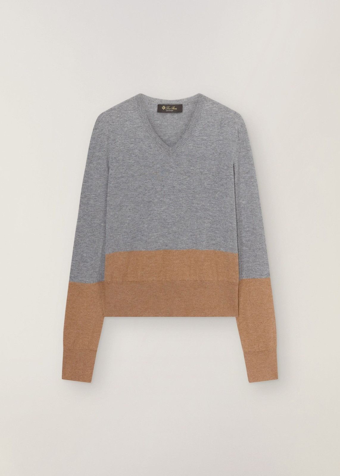Loro Piana o1srvl11e0125 Grassmoor V-Neck Sweater in Grey & Brown Size M / US 6-8 / IT 42-44 - 1 Thumbnail
