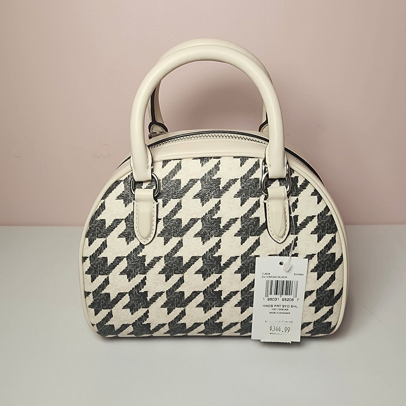 Coach NWT COACH CJ626 SYDNEY SATCHEL HOUNDSTOOTH CROSSBODY Cream Size ONE SIZE - 6 Thumbnail