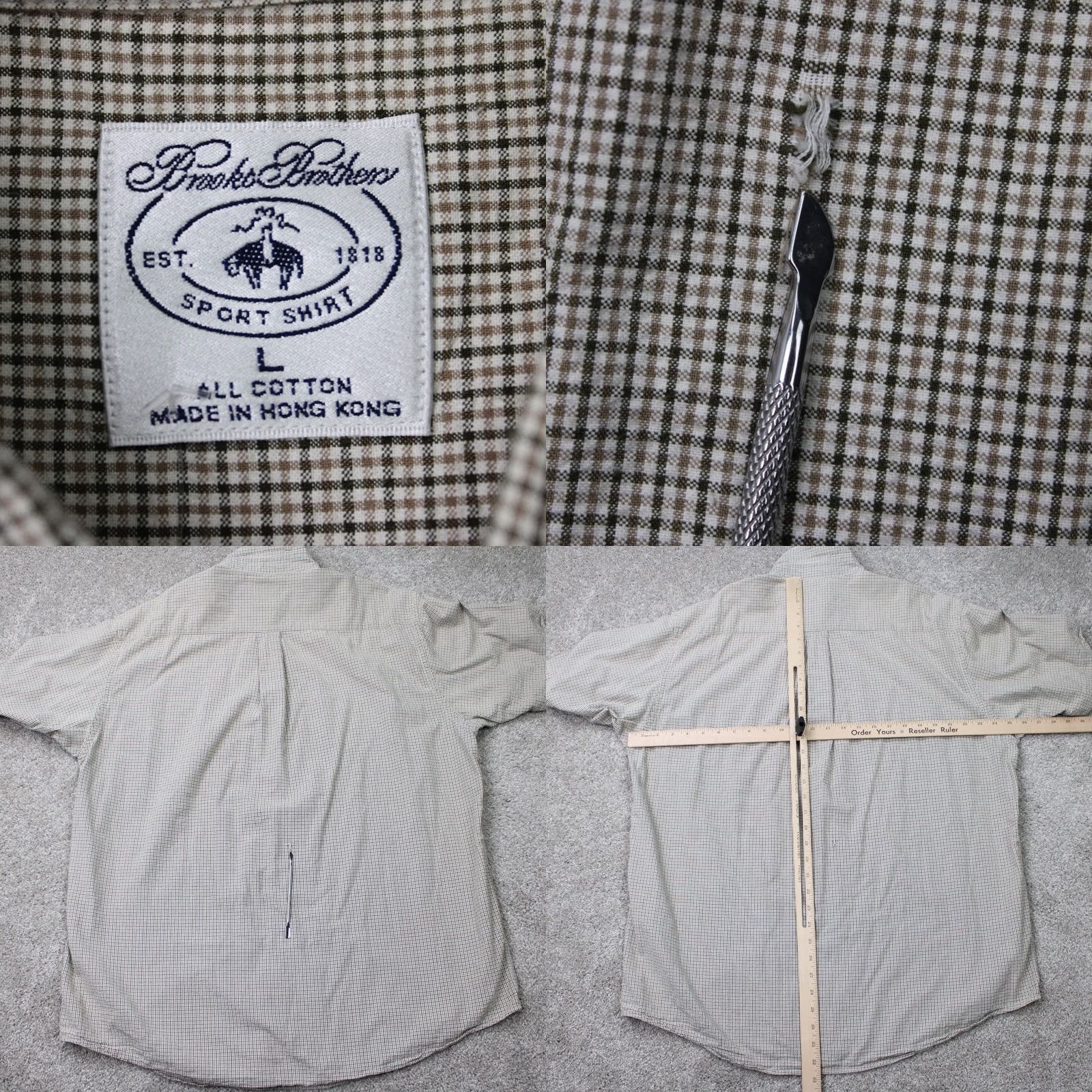 Brooks Brothers Brooks Brothers Sport Shirt Mens Large Beige/Black Cotton Short Sleeve Button-Up Shirt Size US L / EU 52-54 / 3 - 8 Thumbnail
