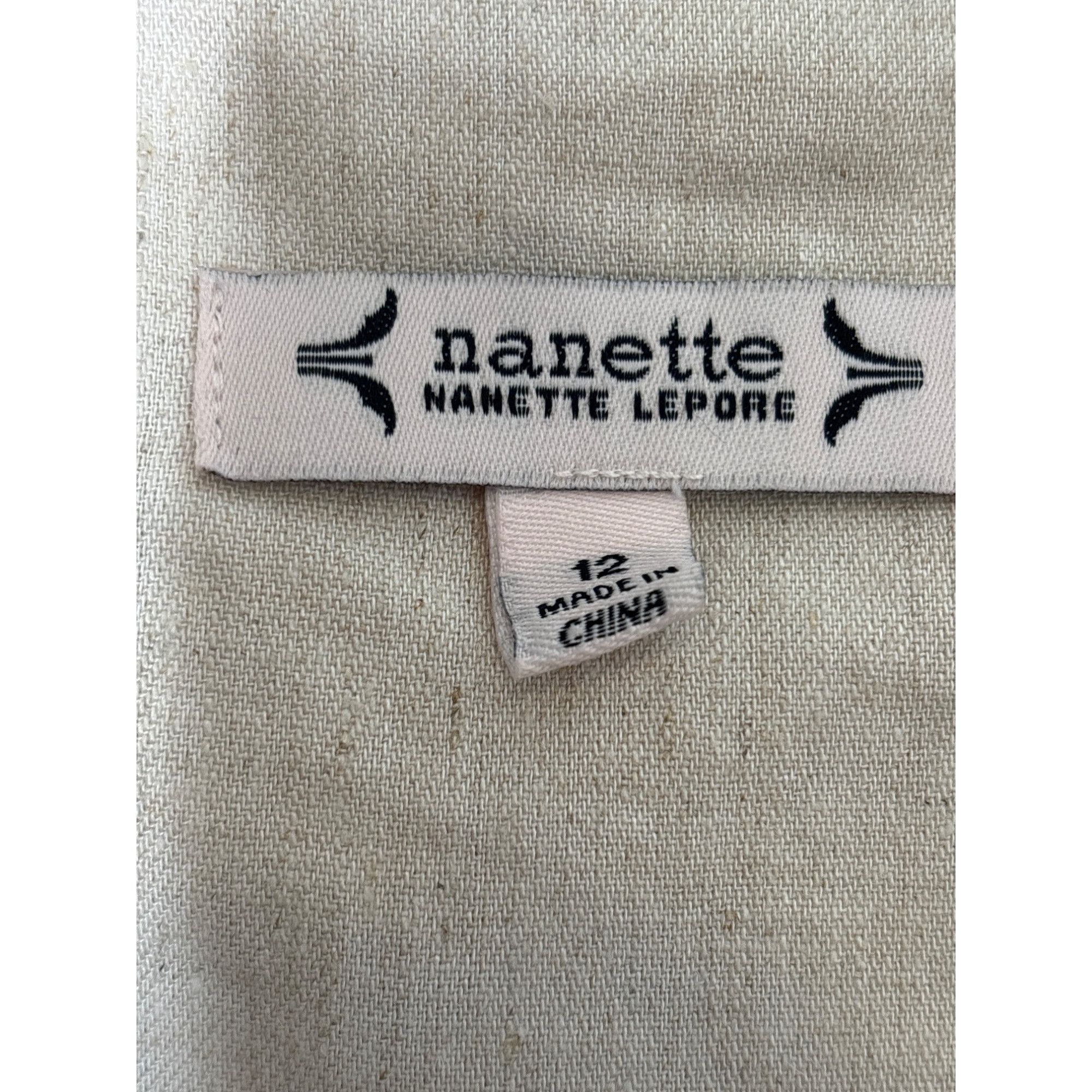 Nanette Lepore NANETTE LEPORE WOMEN'S WHEAT LINEN BELTED SLEEVESS DRESS SZ Size XL / US 12-14 / IT 48-50 - 4 Thumbnail