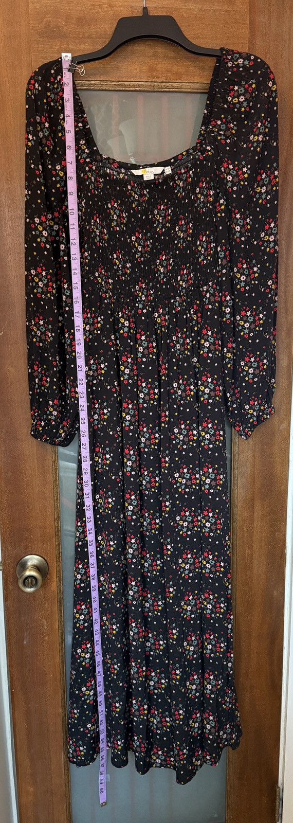 Boden Boden Square Neck Smocked Bodice Black Floral Maxi Dress Size S / US 4 / IT 40 - 8 Thumbnail