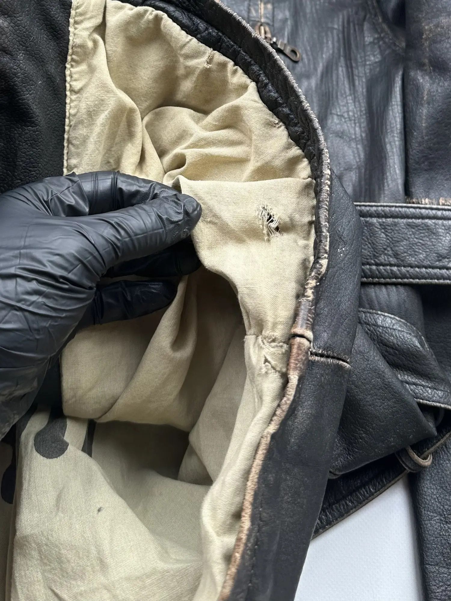 Genuine Leather Vintage Faded Leather Belt Coat (B409)E2 Size US L / EU 52-54 / 3 - 5 Thumbnail