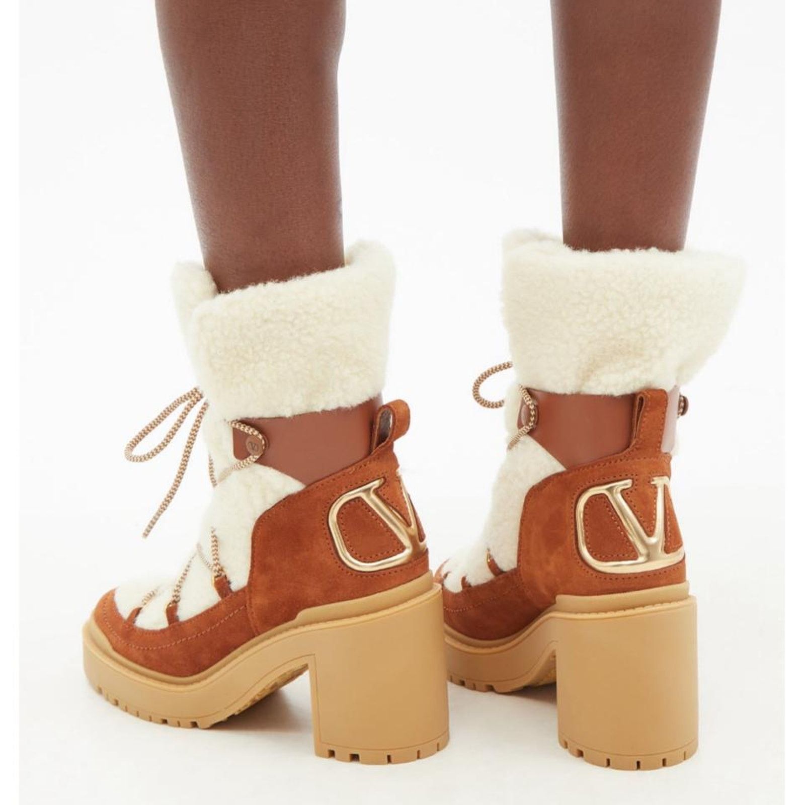Valentino VLOGO suede leather and shearling ankle boots Size US 10.5 / IT 40.5 - 3 Thumbnail