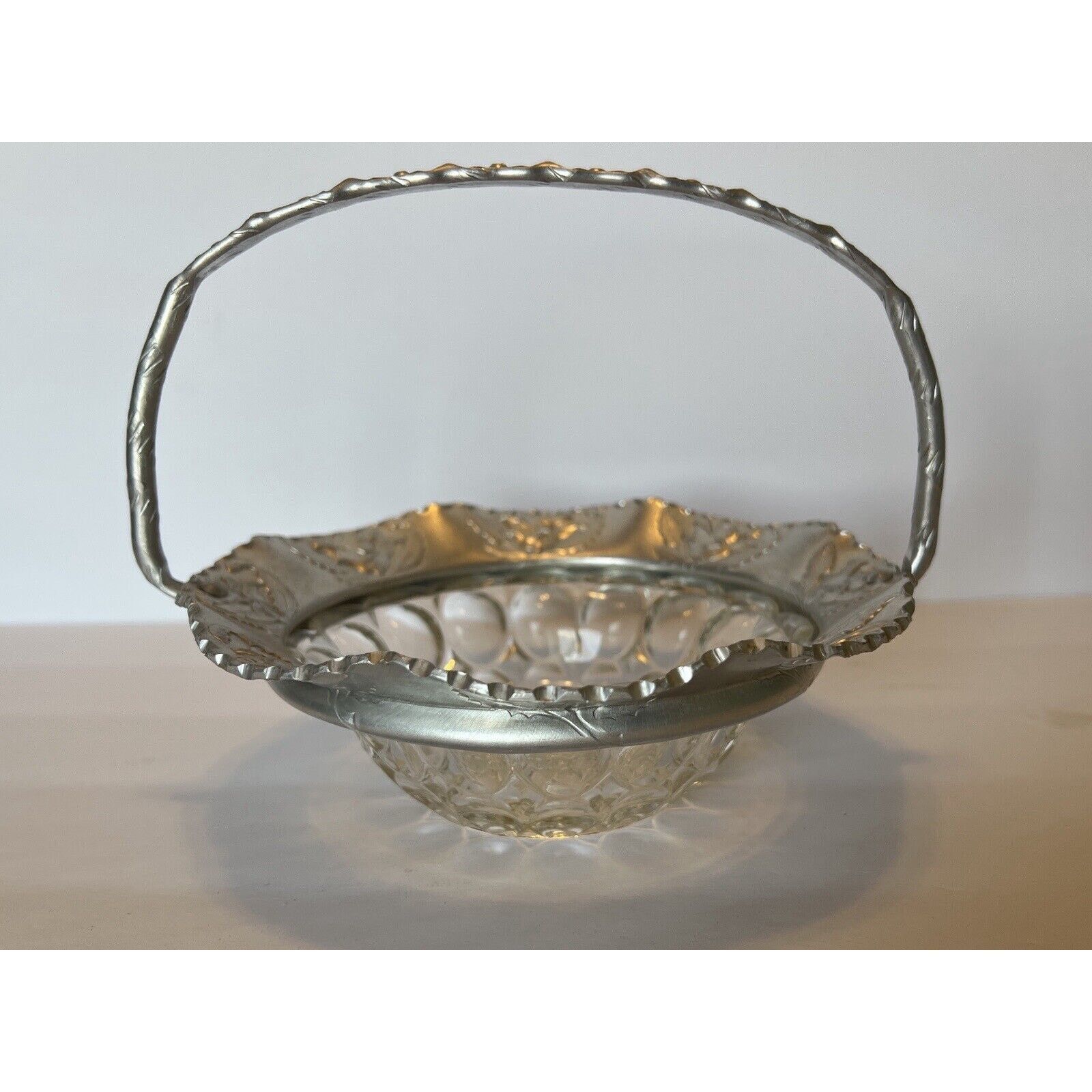 Other Vintage Hammered Aluminum Rose Pattern & Thumbprint Glass Size ONE SIZE - 2 Thumbnail