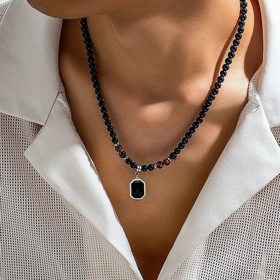 Jewelry × Vintage Hip Hop Stainless Steel Geometric Pendant Necklace Size ONE SIZE - 1 Thumbnail