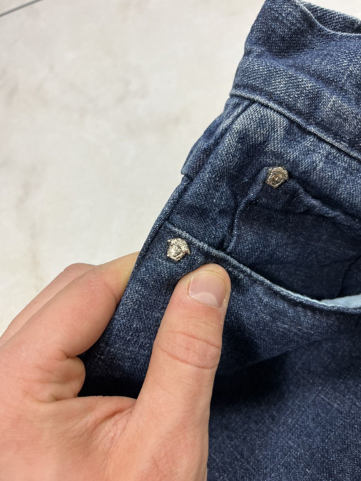 Versace × Versace Jeans Couture × Vintage Vintage Versace Jeans Couture denim pants shiny soaked dip Size 30" / US 8 / IT 44 - 14 Thumbnail