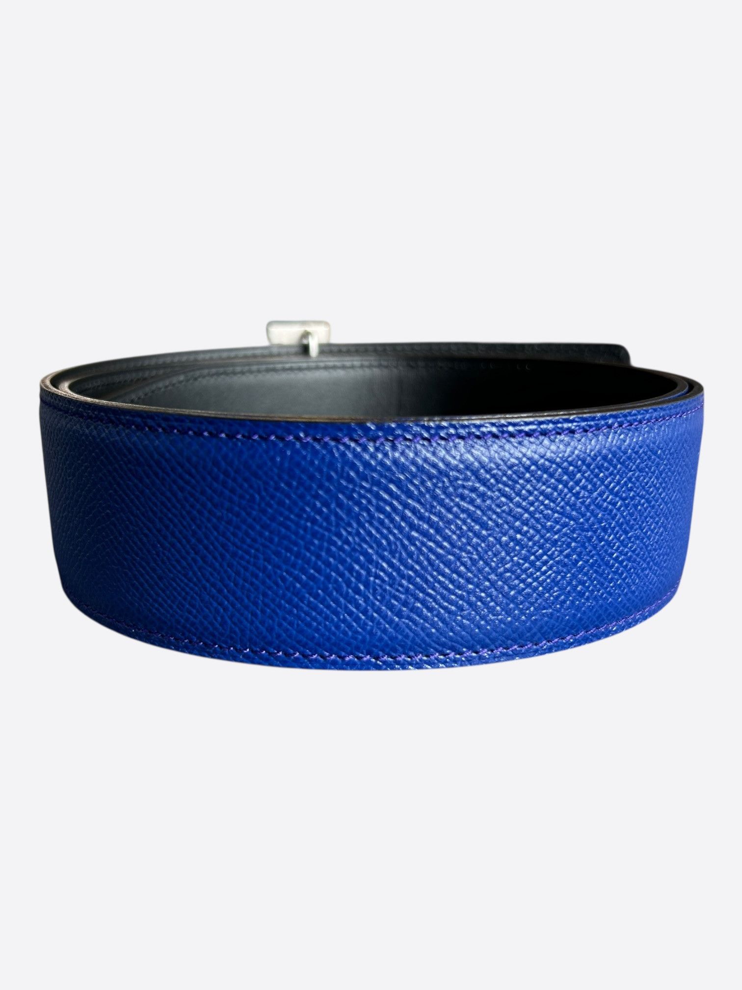 Hermes Hermes Blue & Black Constance Palladium Reversible Belt Size 30 - 2 Thumbnail