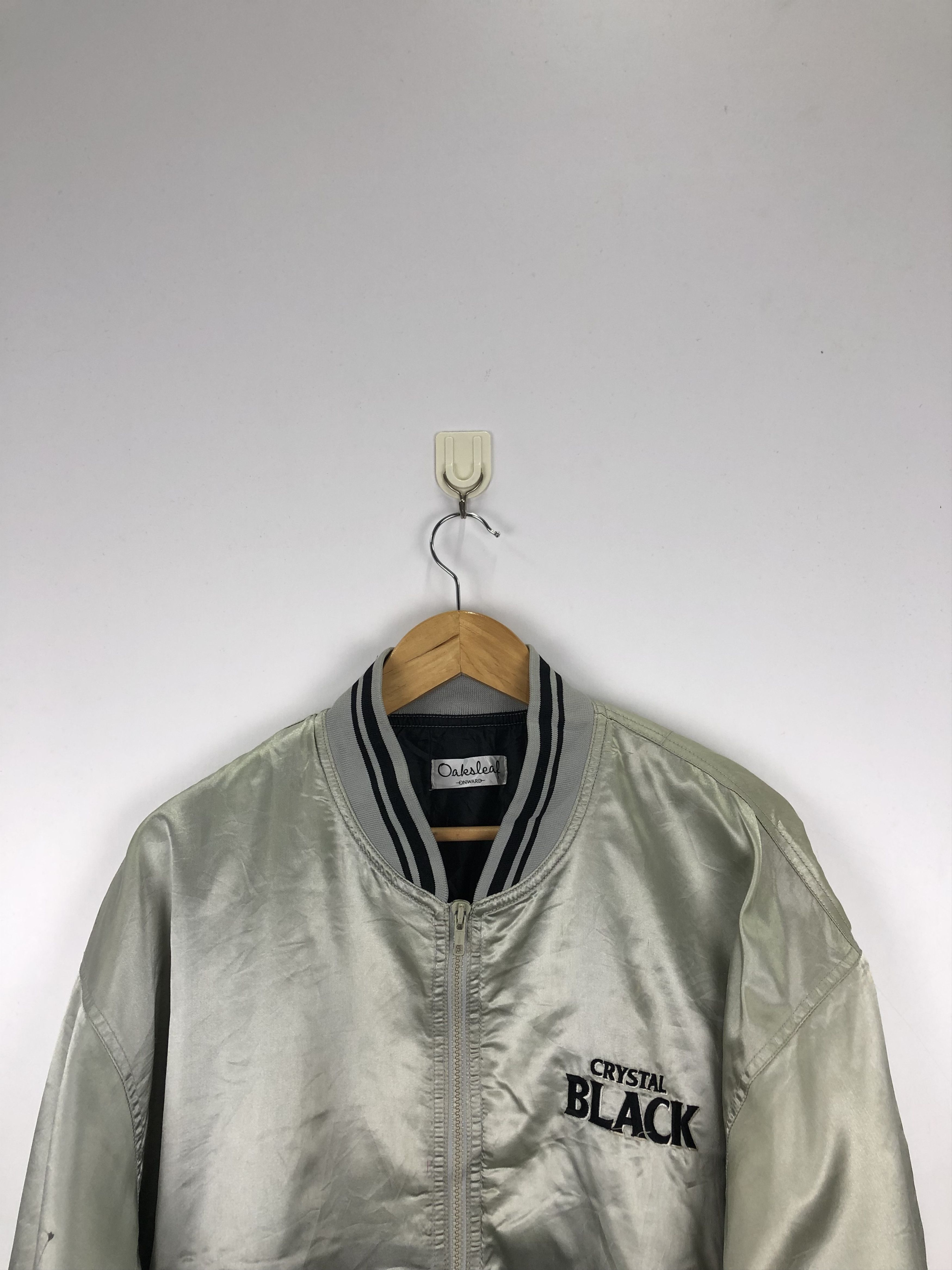 Vintage Vintage Crystal Black Bomber Varsity Baseball Jumper J0727 Size US L / EU 52-54 / 3 - 3 Thumbnail