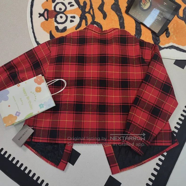 Balenciaga Balenciaga Black and Red Plaid Cotton Coat, Size 36 Size XS / US 0-2 / IT 36-38 - 2 Thumbnail