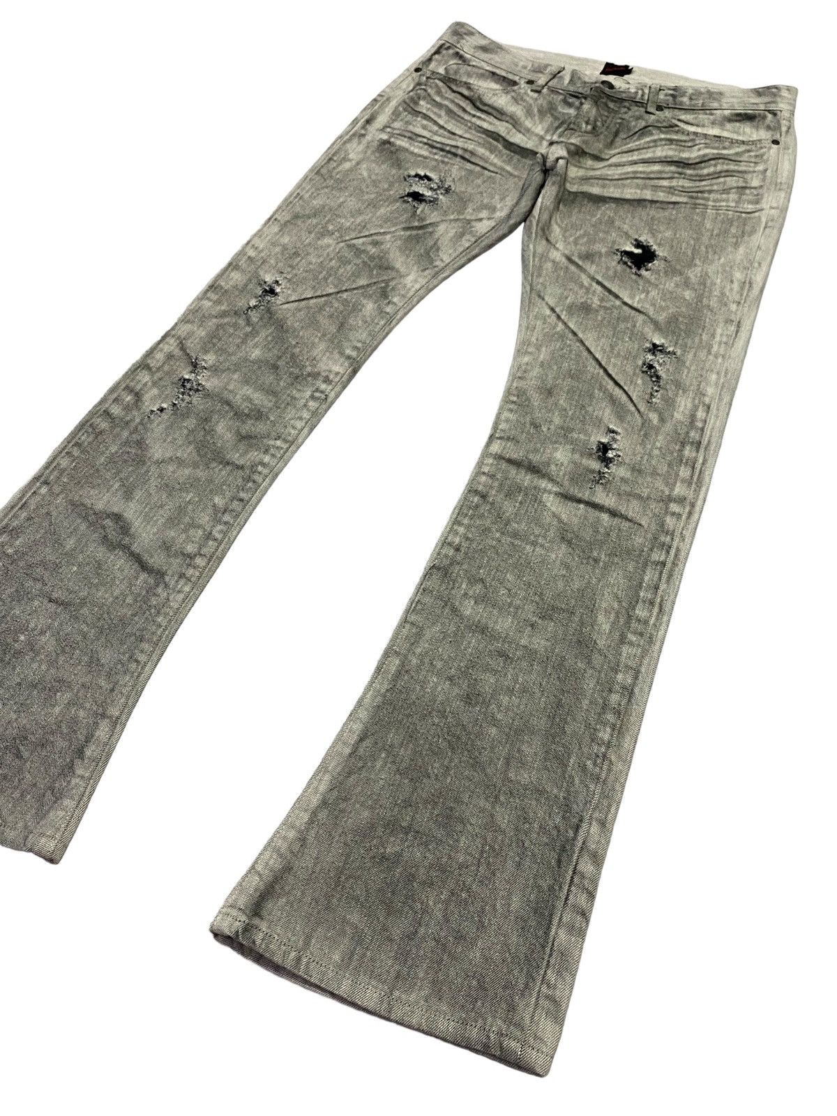 JACKROSE Jack Rose Ripped Distressed Clow Mark Smoke Denim Pants Size 33" - 22 Thumbnail