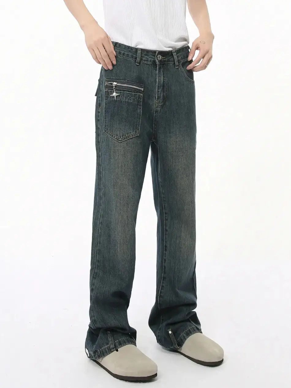 Japanese Brand Retro pocket patchwork micro flared jeans Size US 32 / EU 48 - 1 Thumbnail