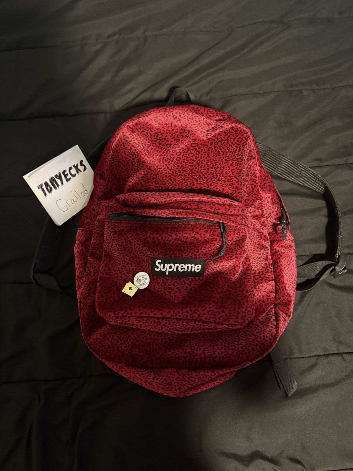 Supreme Supreme leopard fleece backpack red brand new | Grailed