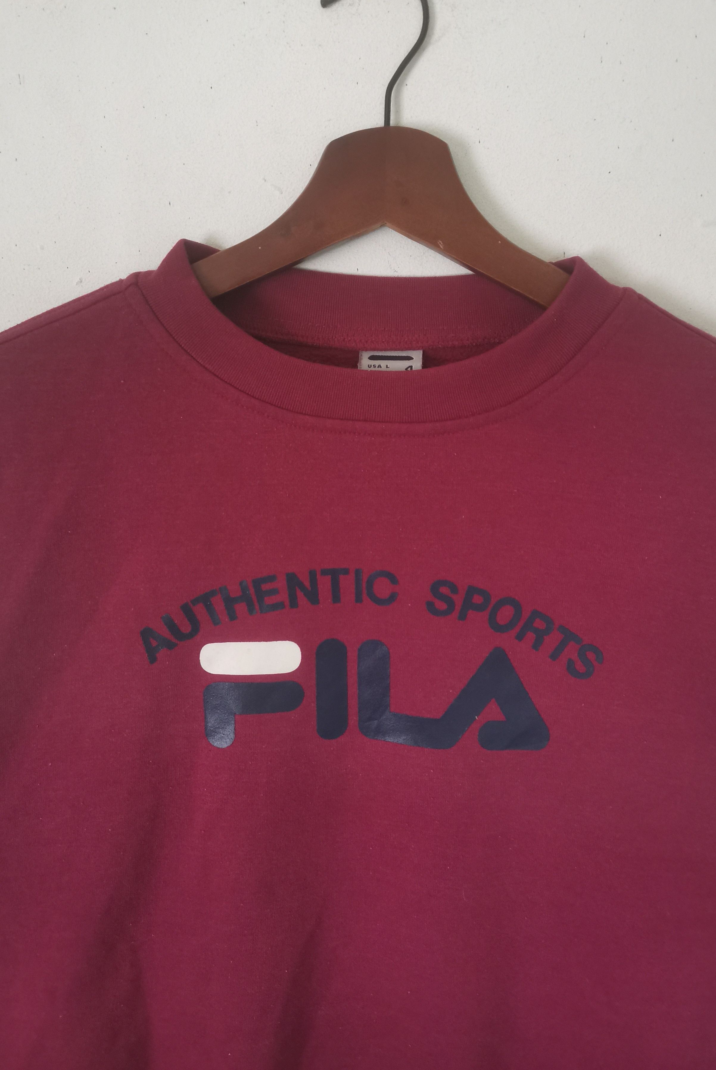 Fila × Vintage Rare Fila sweatshirt big logo maroon colour Size US L / EU 52-54 / 3 - 2 Thumbnail