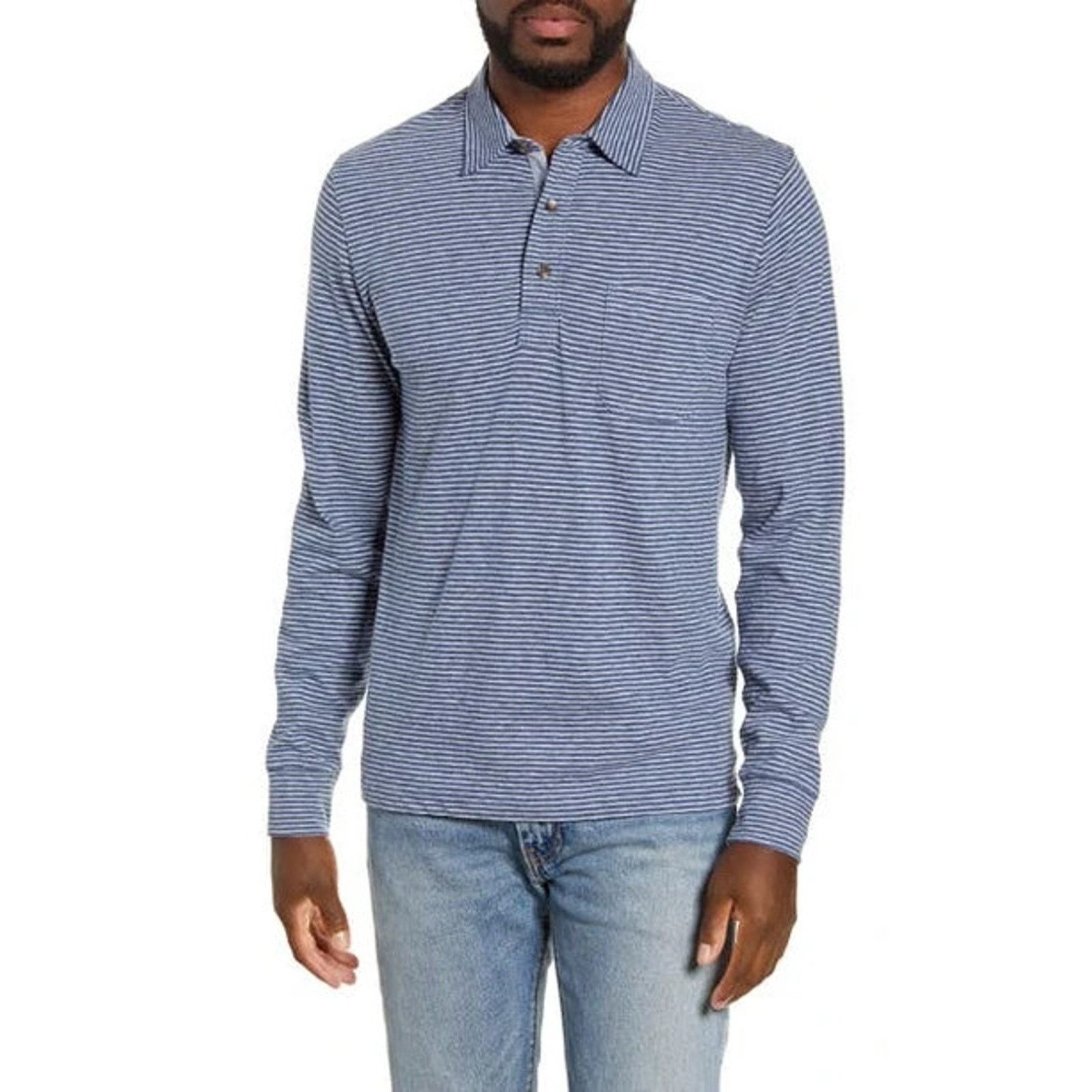 Faherty FAHERTY Luxembourg Shirt Navy Cream Stripe L A003339 Size US L / EU 52-54 / 3 - 1 Thumbnail