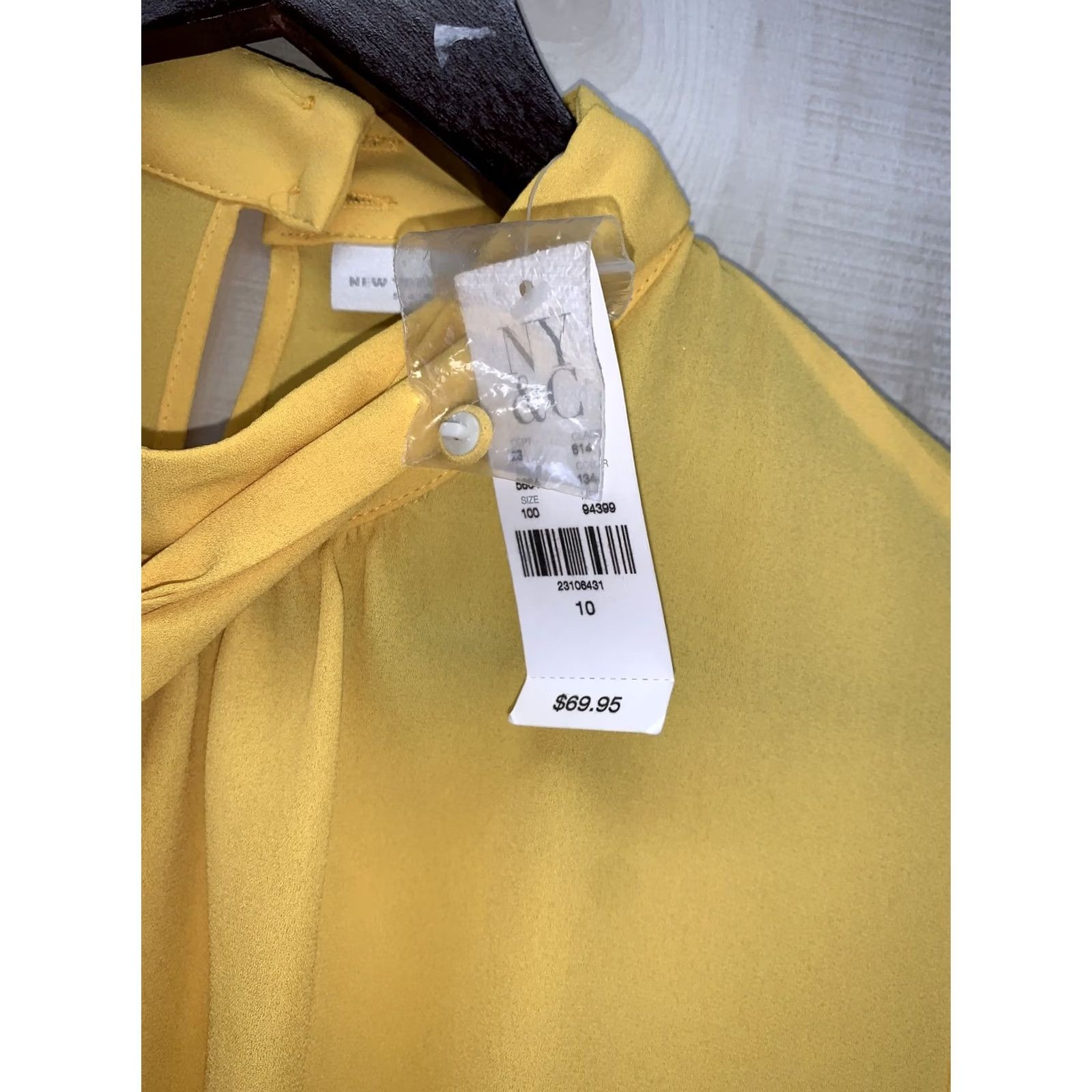 Vintage VINTAGE New York & Company Stretch Yellow Black Chiffon Sheath Dress Womens 10-NWT-10484 Size L / US 10 / IT 46 - 3 Thumbnail