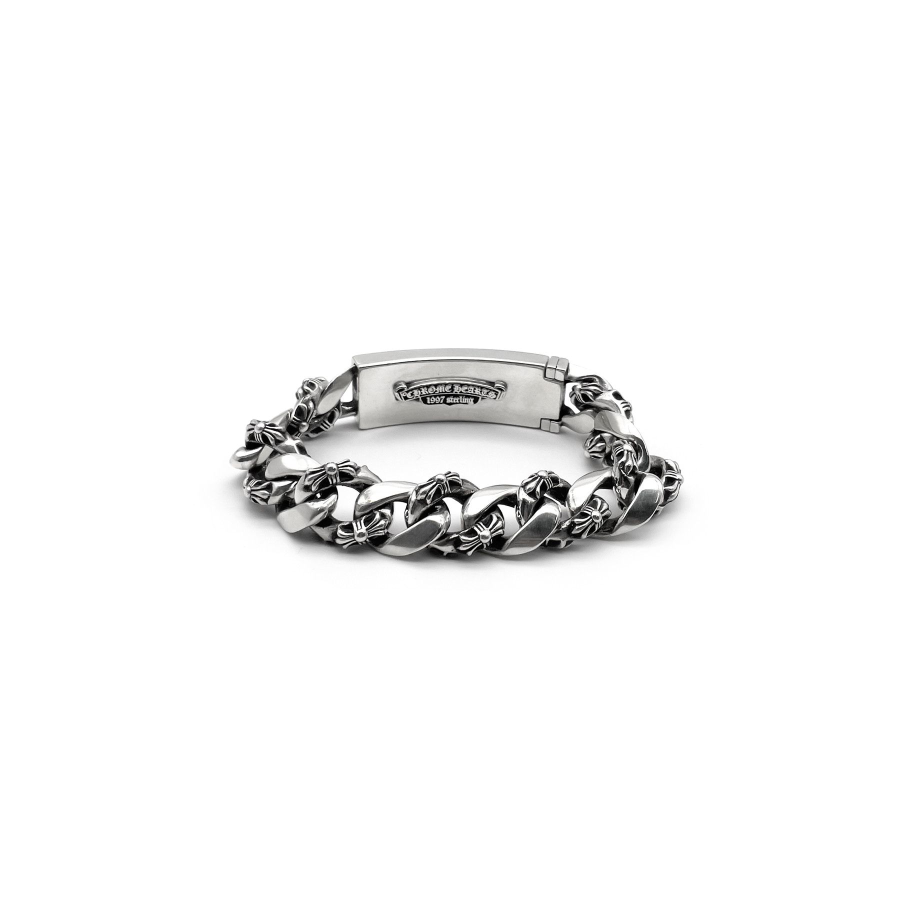 Chrome Hearts Chrome Hearts Silver Diamond ID Cross Cuba Bracelet Size ONE SIZE - 3 Thumbnail