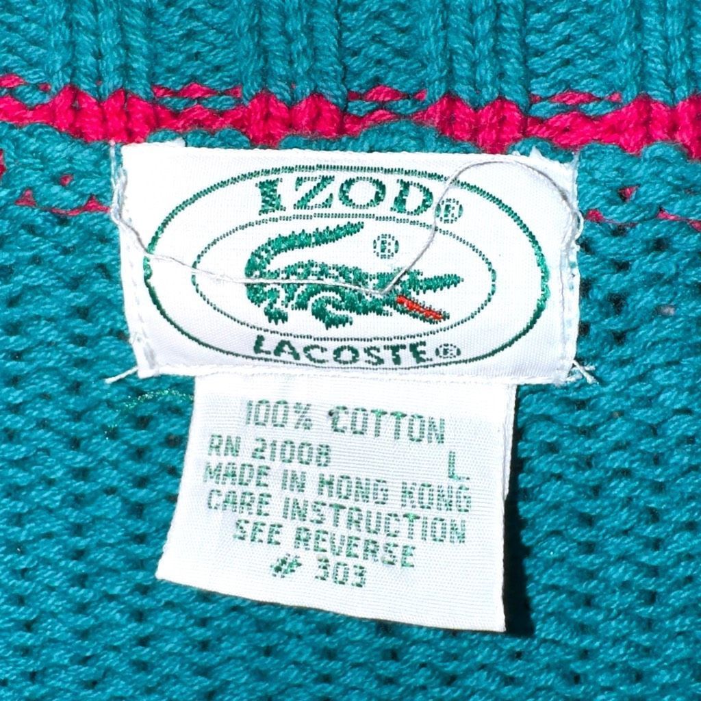 Lacoste 80s Lacoste Alligator Green Striped Chunky Knit Sweater Size Size US L / EU 52-54 / 3 - 2 Thumbnail