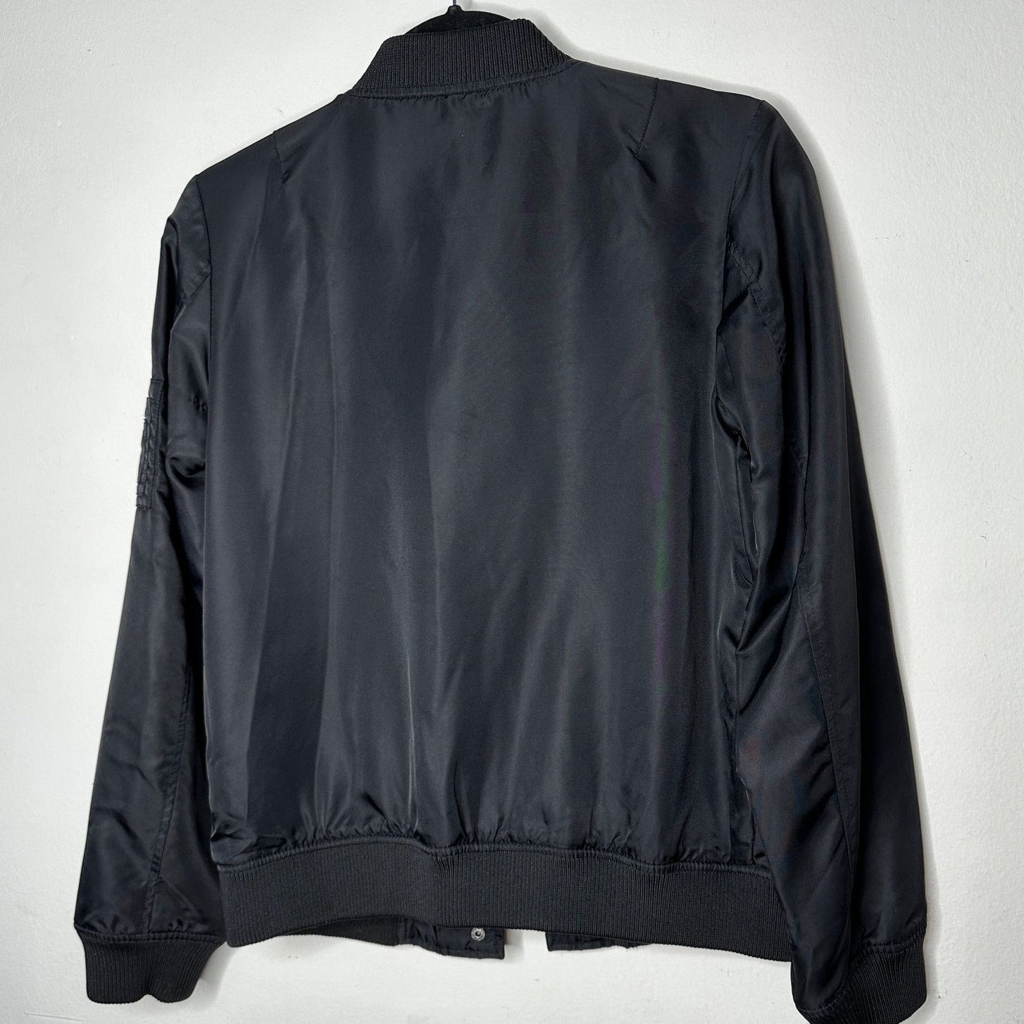 Guess Guess Black Snap Bomber Jacket Zip Front & Sleeve Pockets XS Size XS / US 0-2 / IT 36-38 - 4 Thumbnail